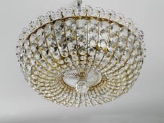 Lámpara de techo de mediados de siglo con piedras de cristal Marco de latón Vereinigten Werkstätten