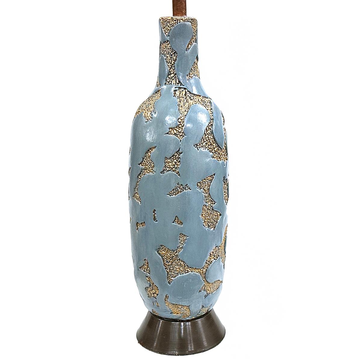 Italian Midcentury Celadon and Gold Lamp For Sale