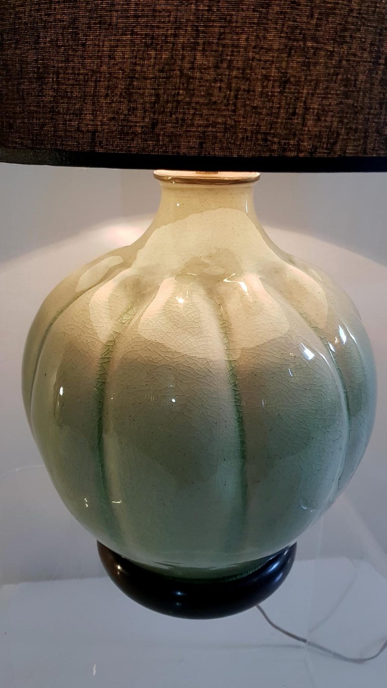Midcentury Celadon Green Table Lamp Made in Italy For Sale at 1stDibs