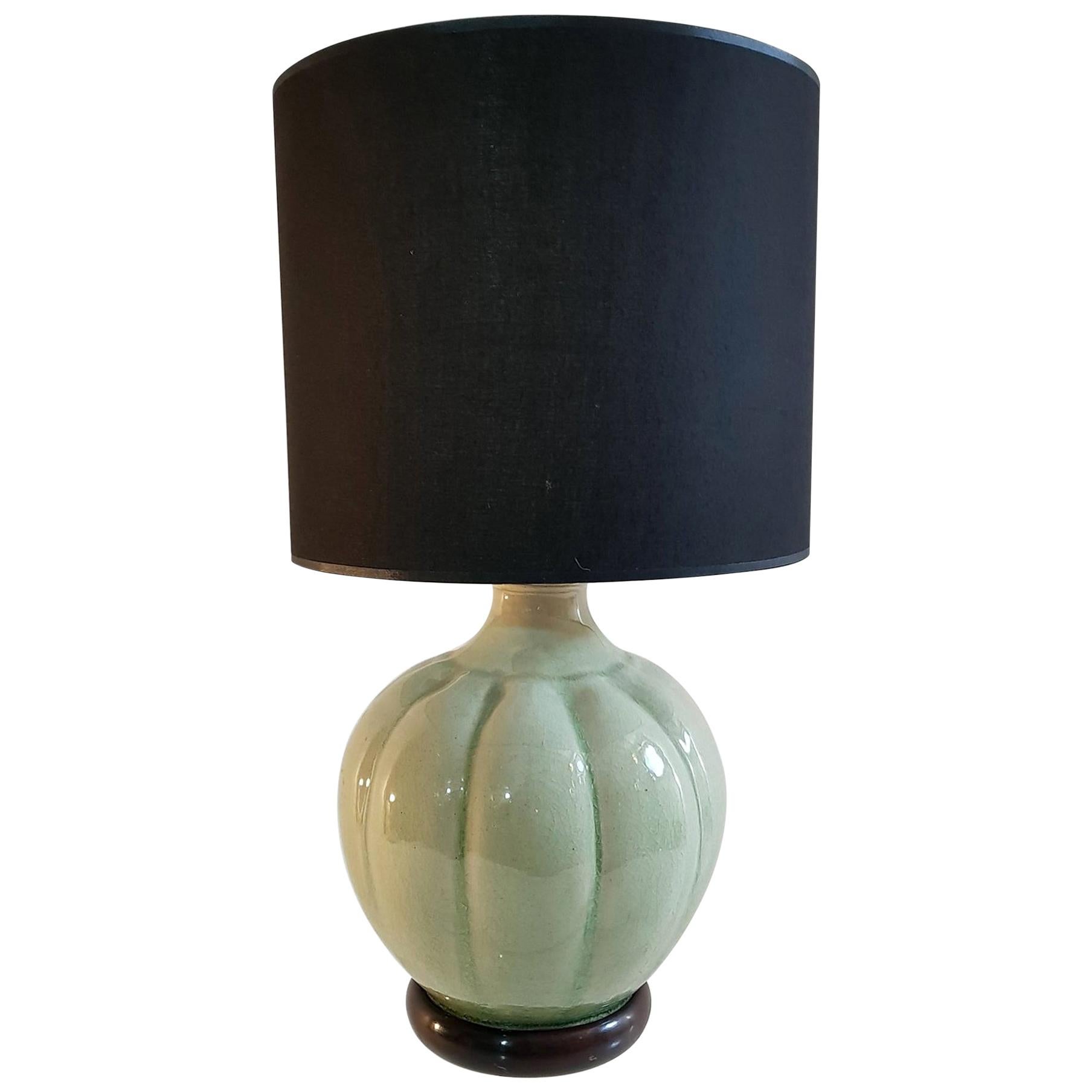 Midcentury Celadon Green Table Lamp Made in Italy For Sale