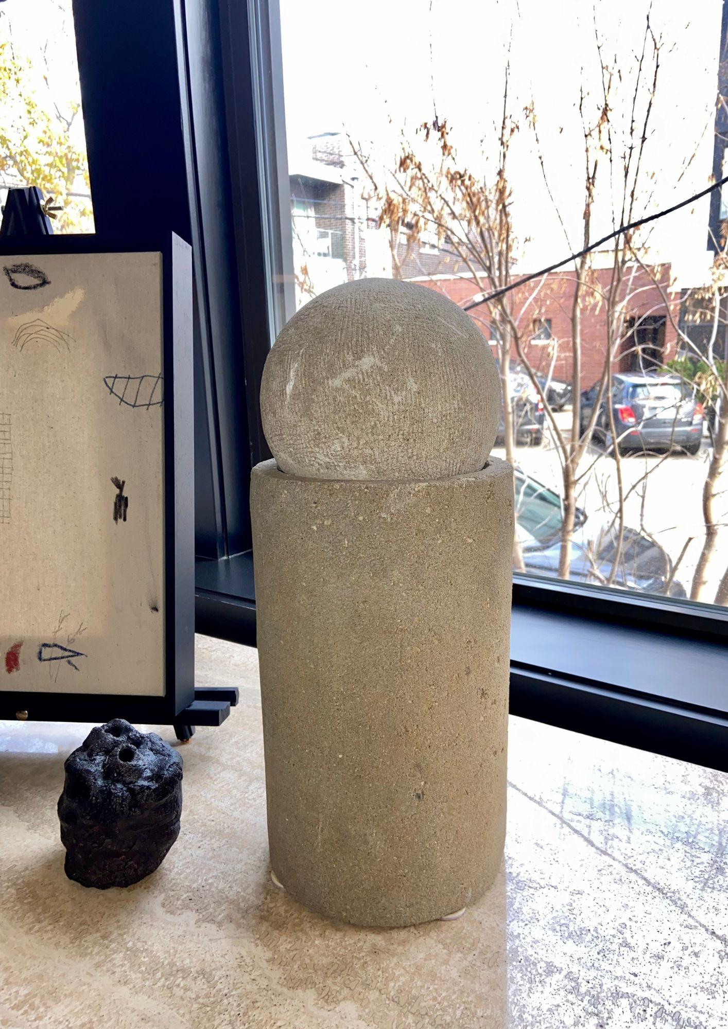 American Midcentury Cement Sculptural Two-Piece Sphere and Tube For Sale