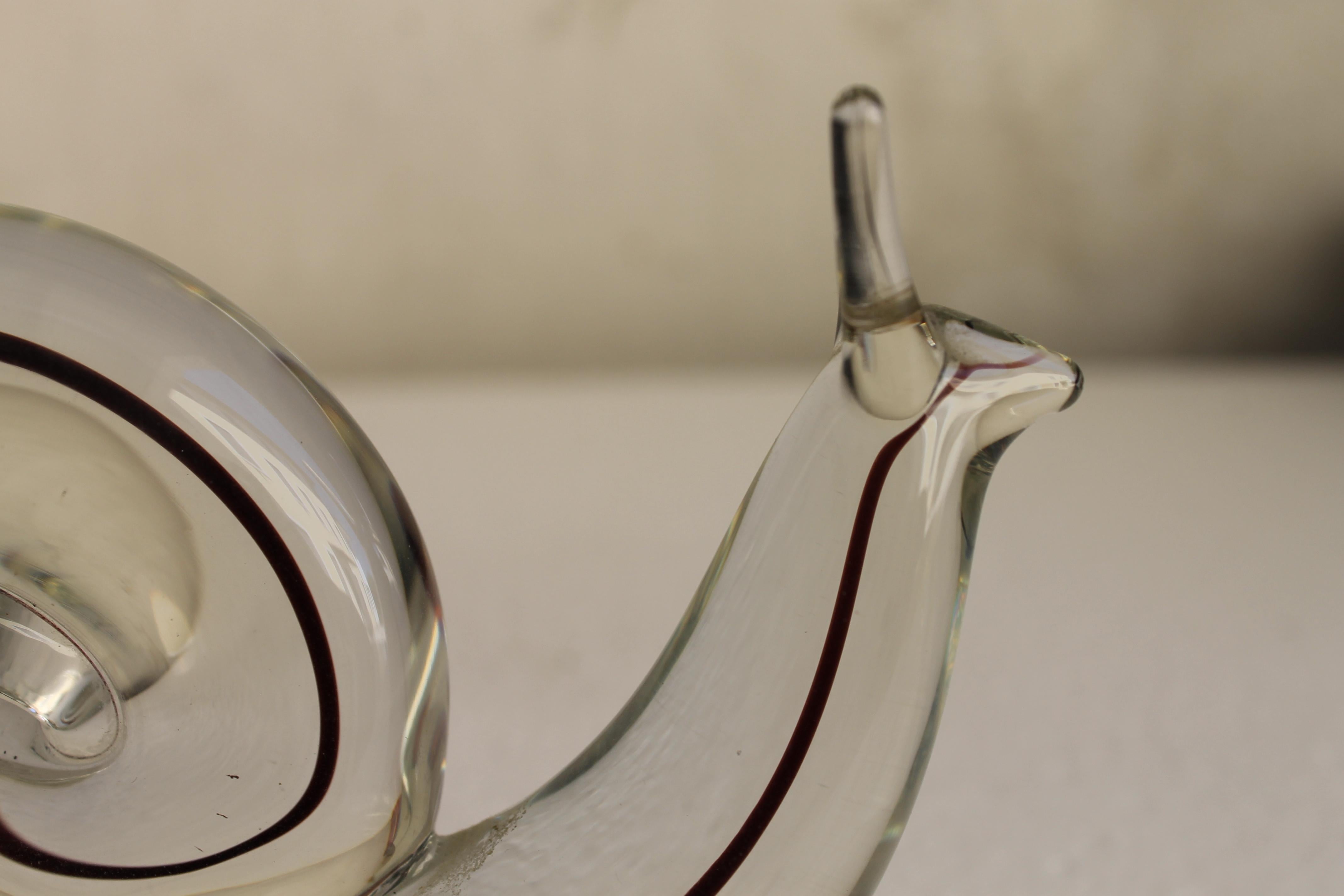 Mid Century Cenedese Snail Sculpture Paperweight Sommerso Murano Clear Glass Bon état - En vente à Sacile, PN