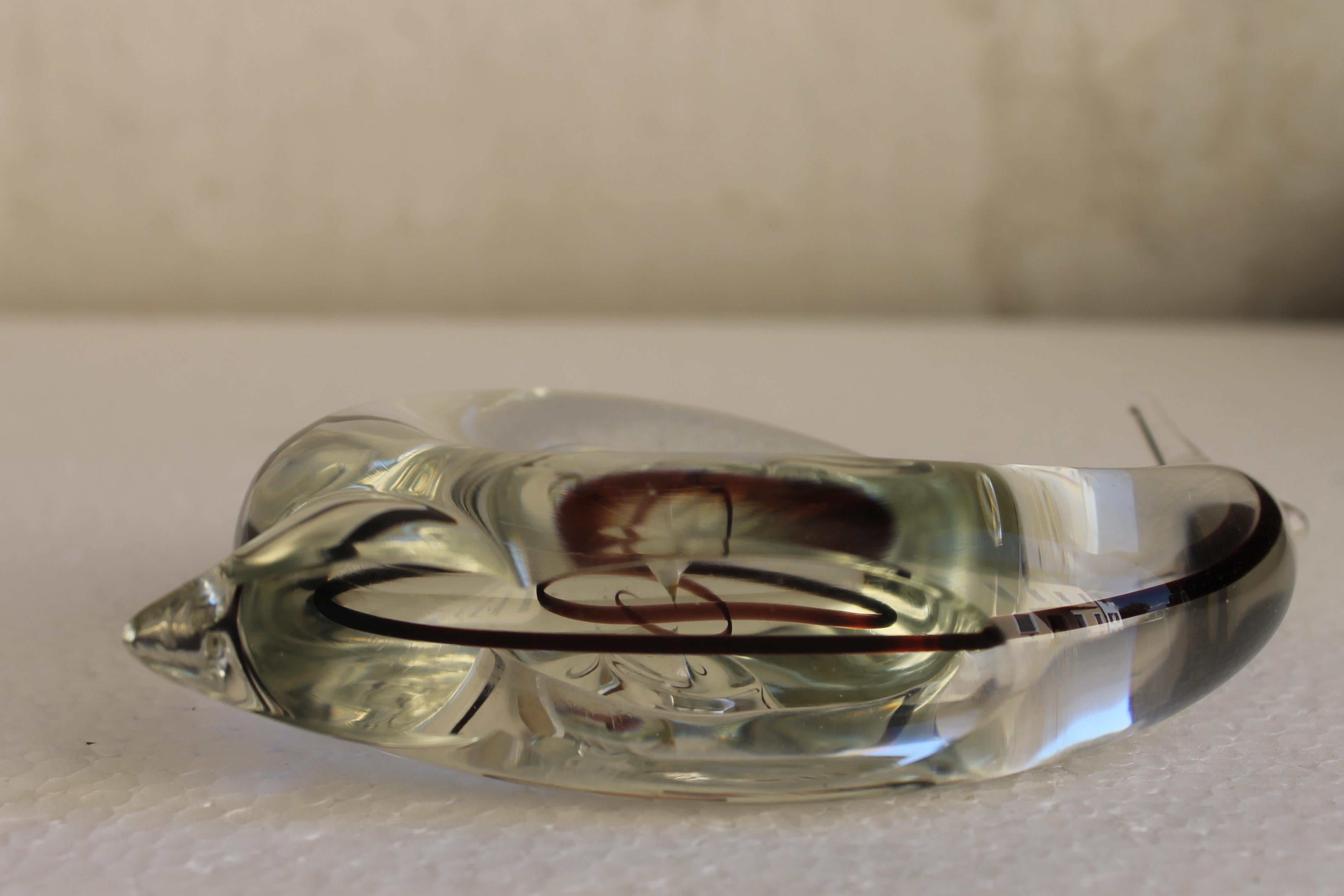 Mid Century Cenedese Snail Sculpture Paperweight Sommerso Murano Clear Glass In Good Condition For Sale In Sacile, PN