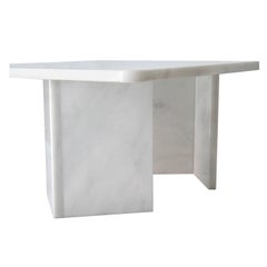 Midcentury Carrara Marbel White Center Table  Italy, 1980