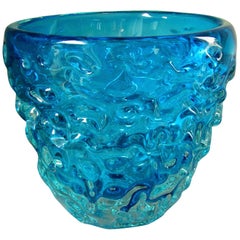 Midcentury Tafelaufsatz Schale Vase Champagnerkühler Blau Muranoglas:: Italien:: 1960