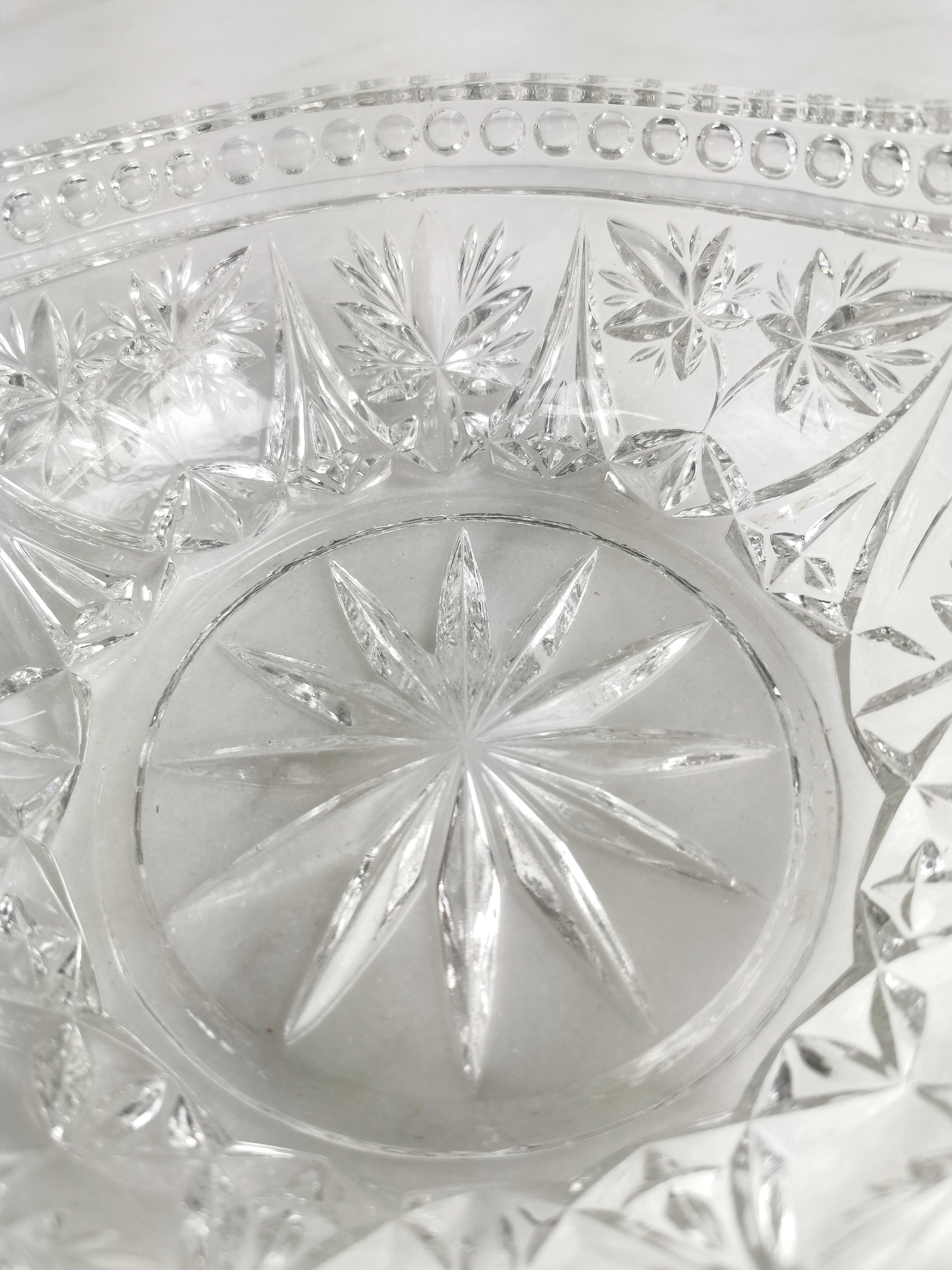 Midcentury Centerpiece Crystal Glass Silver Plated Italian Design, 1960s 2