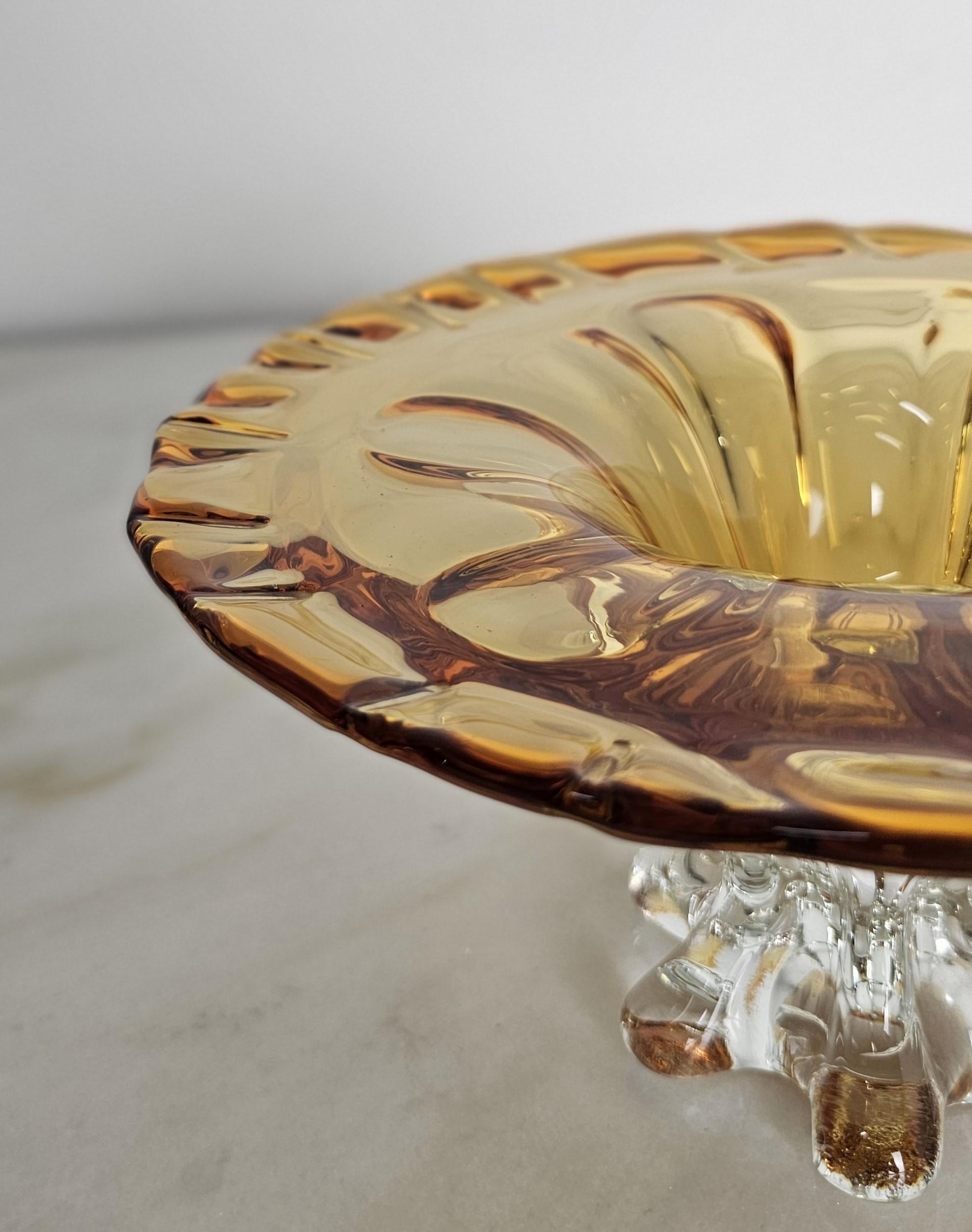 Midcentury Centerpiece Murano Glass Caramel Transparent Italian Design 1970s In Good Condition For Sale In Palermo, IT