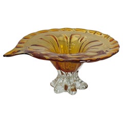 Centre de table du milieu du siècle dernier en verre de Murano caramel, design italien transparent des années 1970