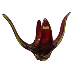 Midcentury Centrepiece in Red Murano Glass