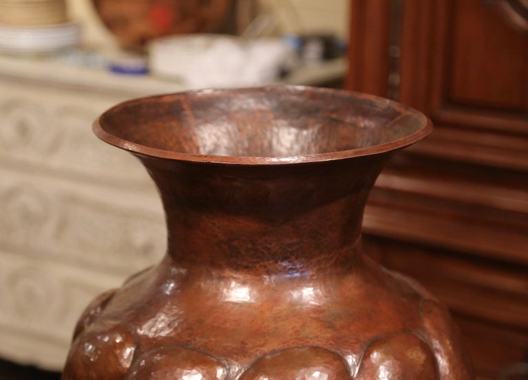 Midcentury Century Tall Mexican Hammered Copper Floor Vase at 1stDibs