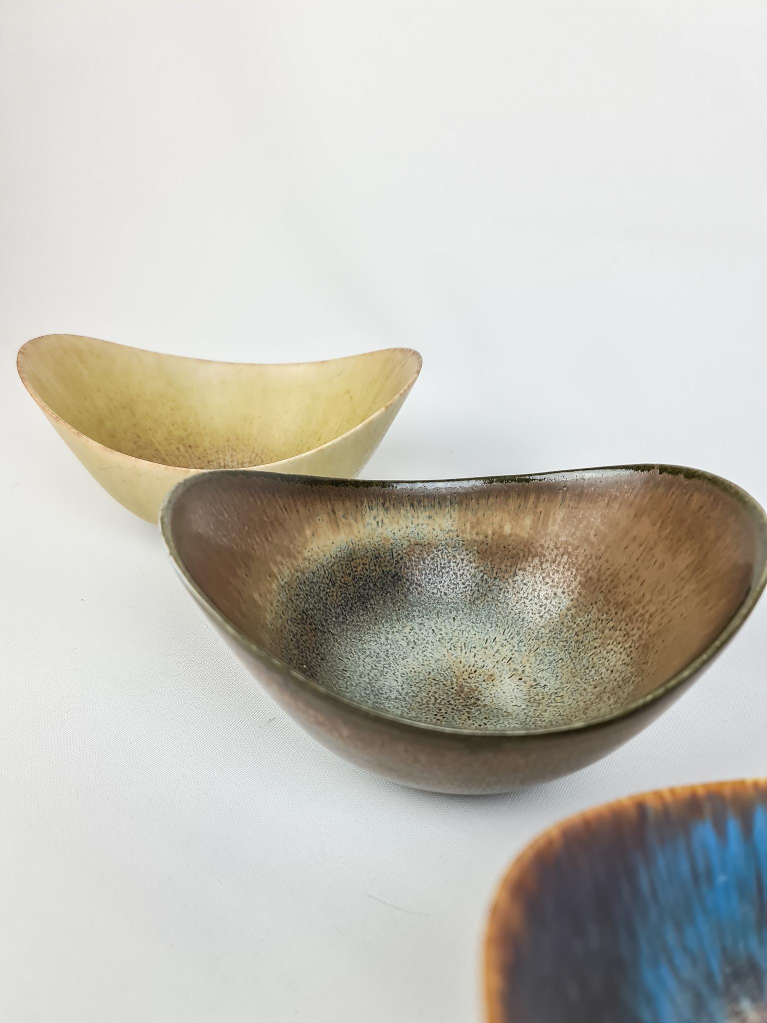 Midcentury Ceramic 3 Bowls Gunnar Nylund Rörstrand, Sweden 2