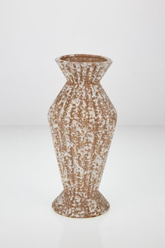 Midcentury Ceramic Accordion Vase with Thick Mottled and Gilt Glaze, 1960s