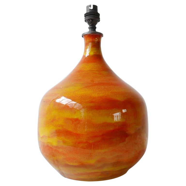 Midcentury Ceramic Burnt Orange Table Lamp at 1stDibs