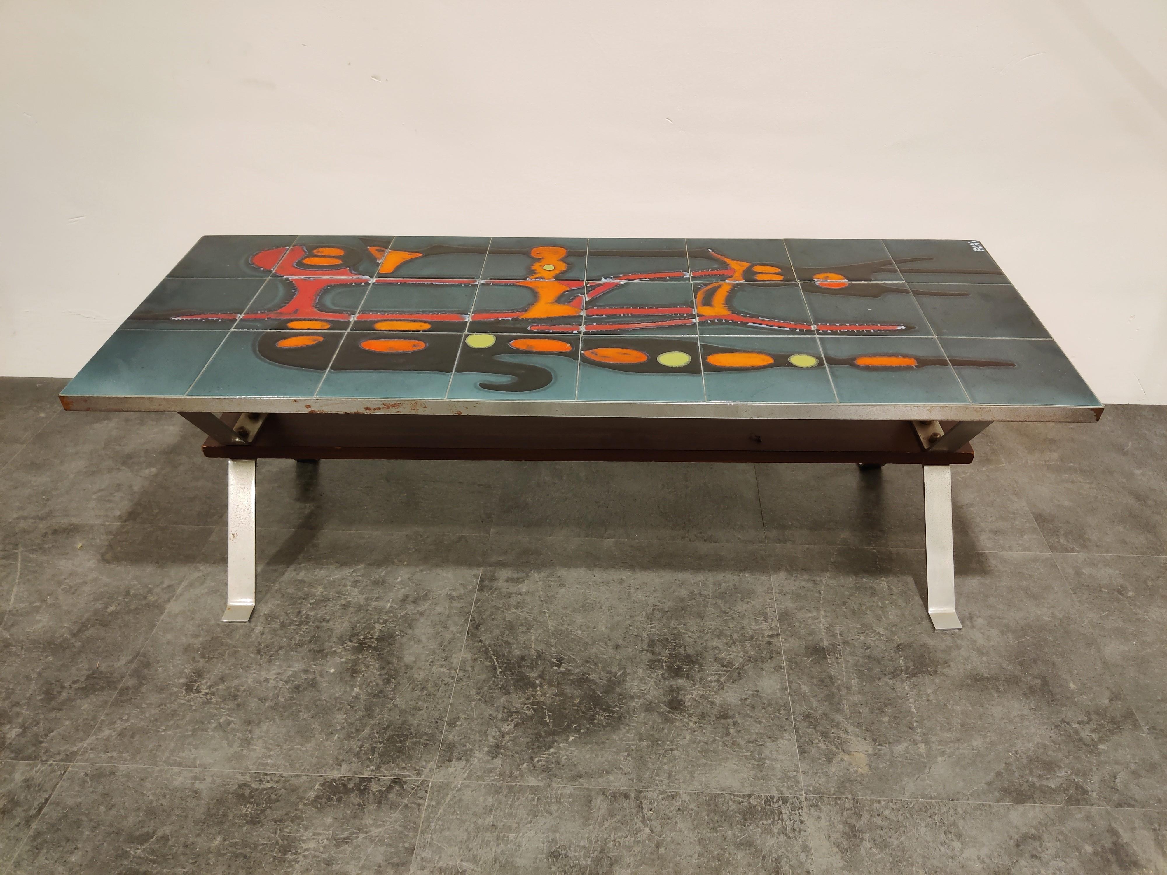 Midcentury Ceramic Coffee Table by Adri, 1960s In Fair Condition In HEVERLEE, BE
