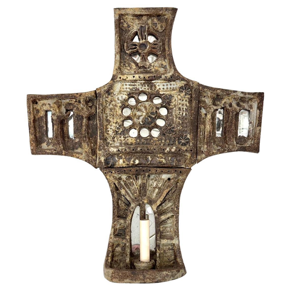 Midcentury Ceramic Cross Sconce