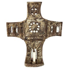 Midcentury Ceramic Cross Sconce