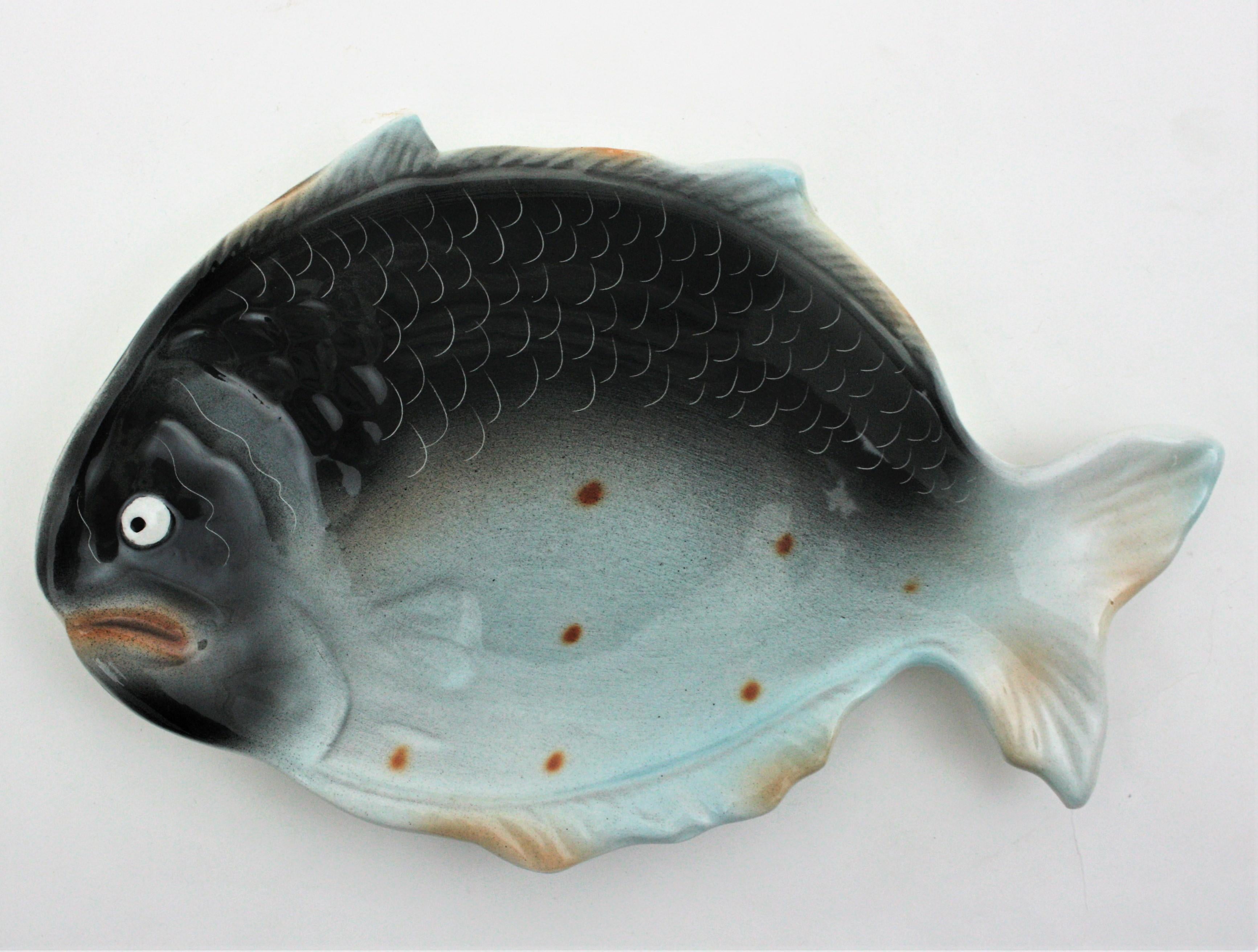 Midcentury Ceramic Fish Plates Wall Composition / Wall Decoration For Sale 8