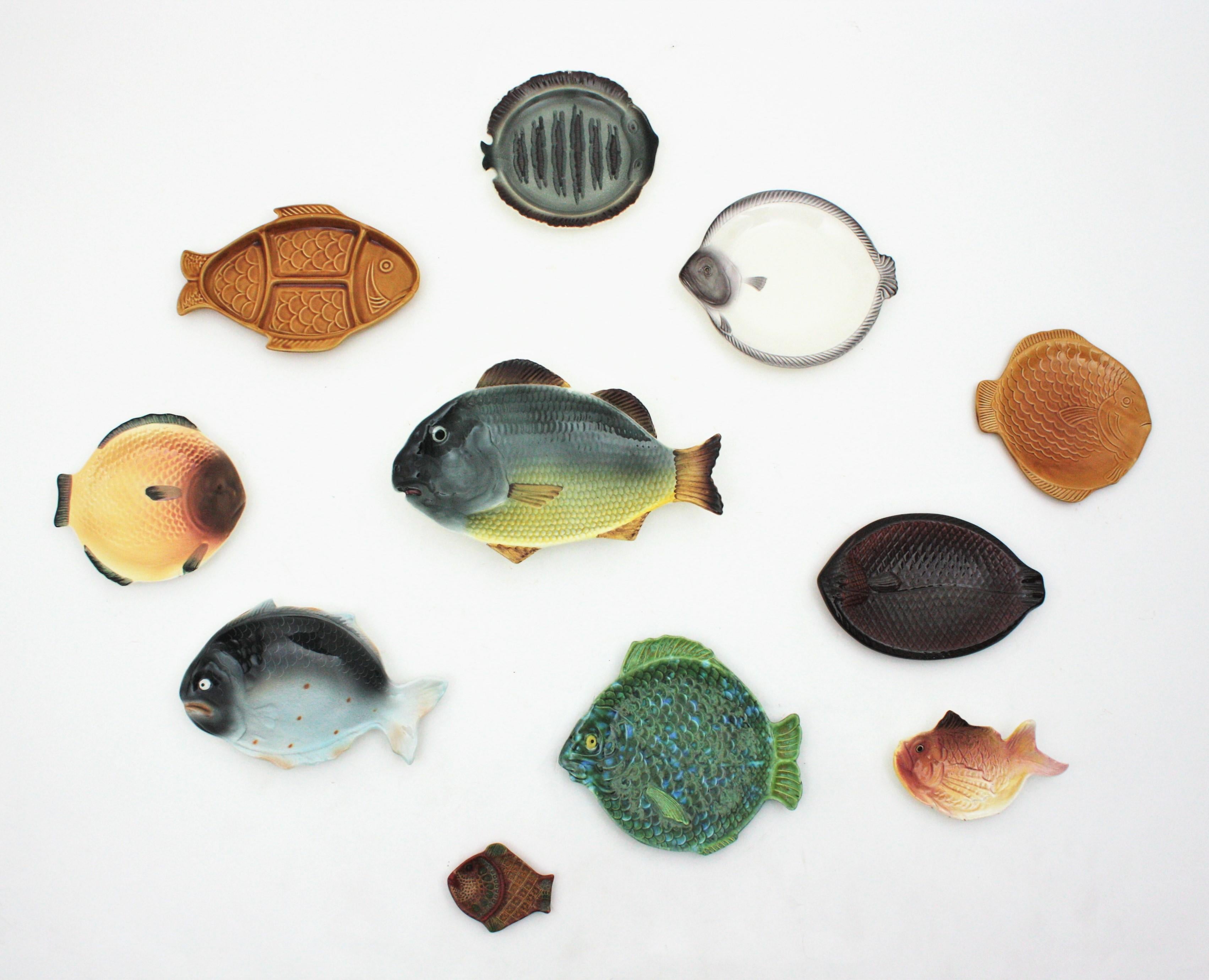 Midcentury Ceramic Fish Plates Wall Composition / Wall Decoration For Sale 9
