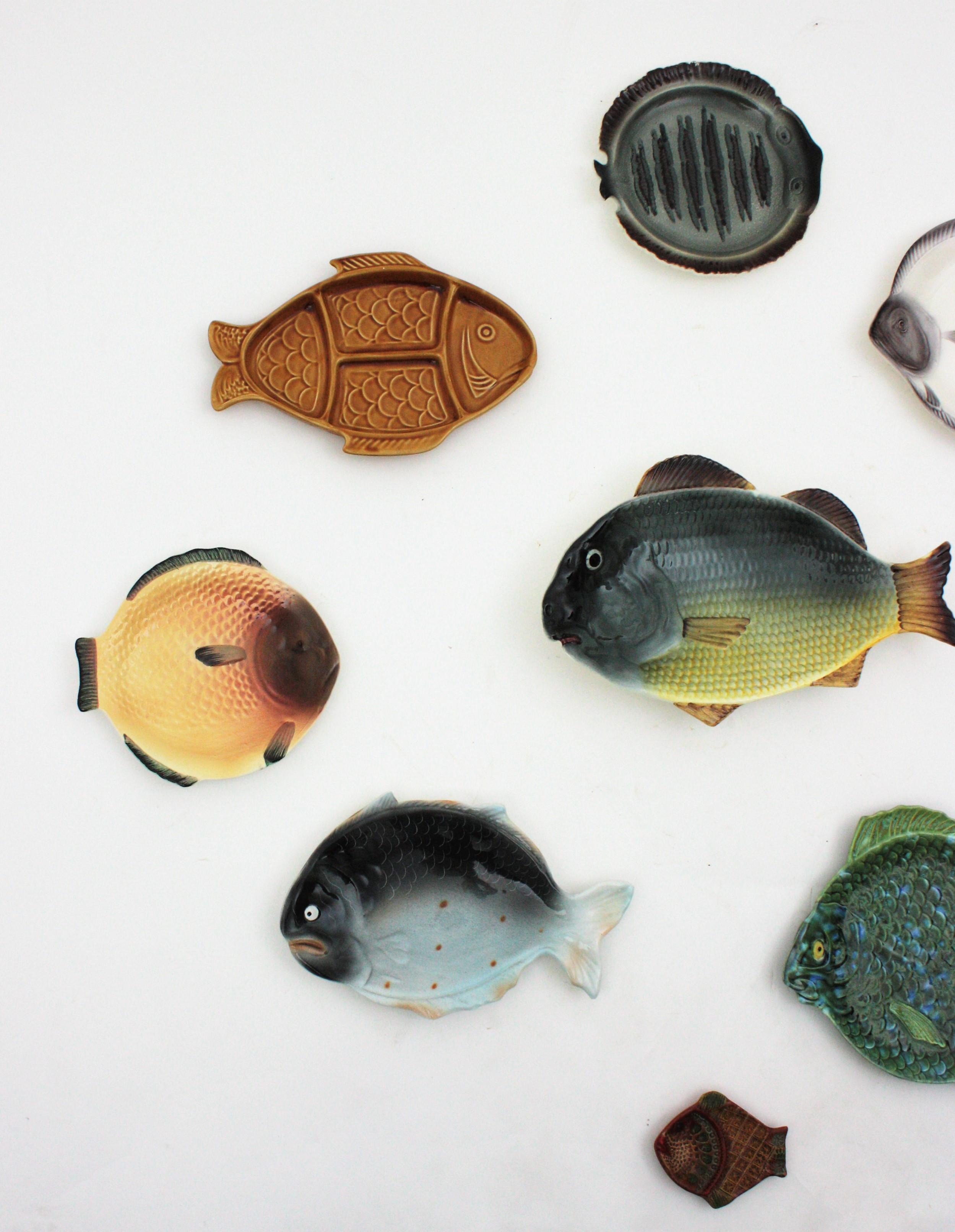 Mid-Century Modern Midcentury Ceramic Fish Plates Wall Composition / Wall Decoration For Sale