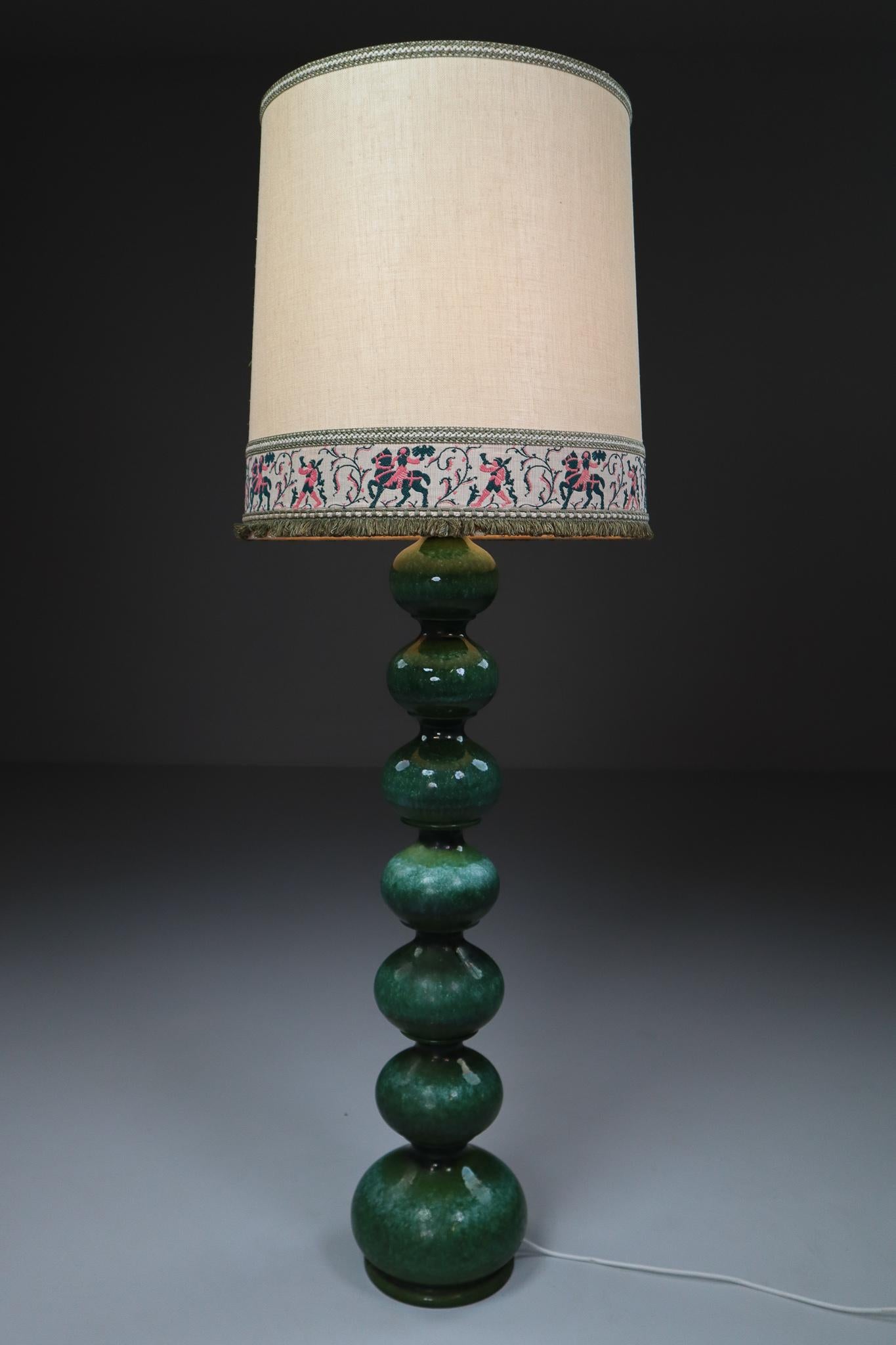 Midcentury Ceramic Floor Lamp and Shade by Kaiser Leuchten, Germany, 1960s 1