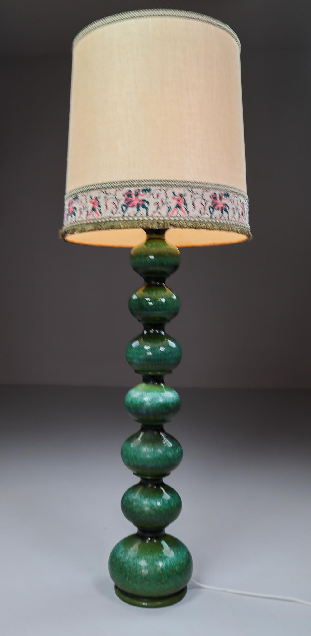 Midcentury Ceramic Floor Lamp and Shade by Kaiser Leuchten, Germany, 1960s 3
