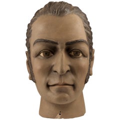 Midcentury Ceramic Folk Art Bust of Amado Nervo, Mexico