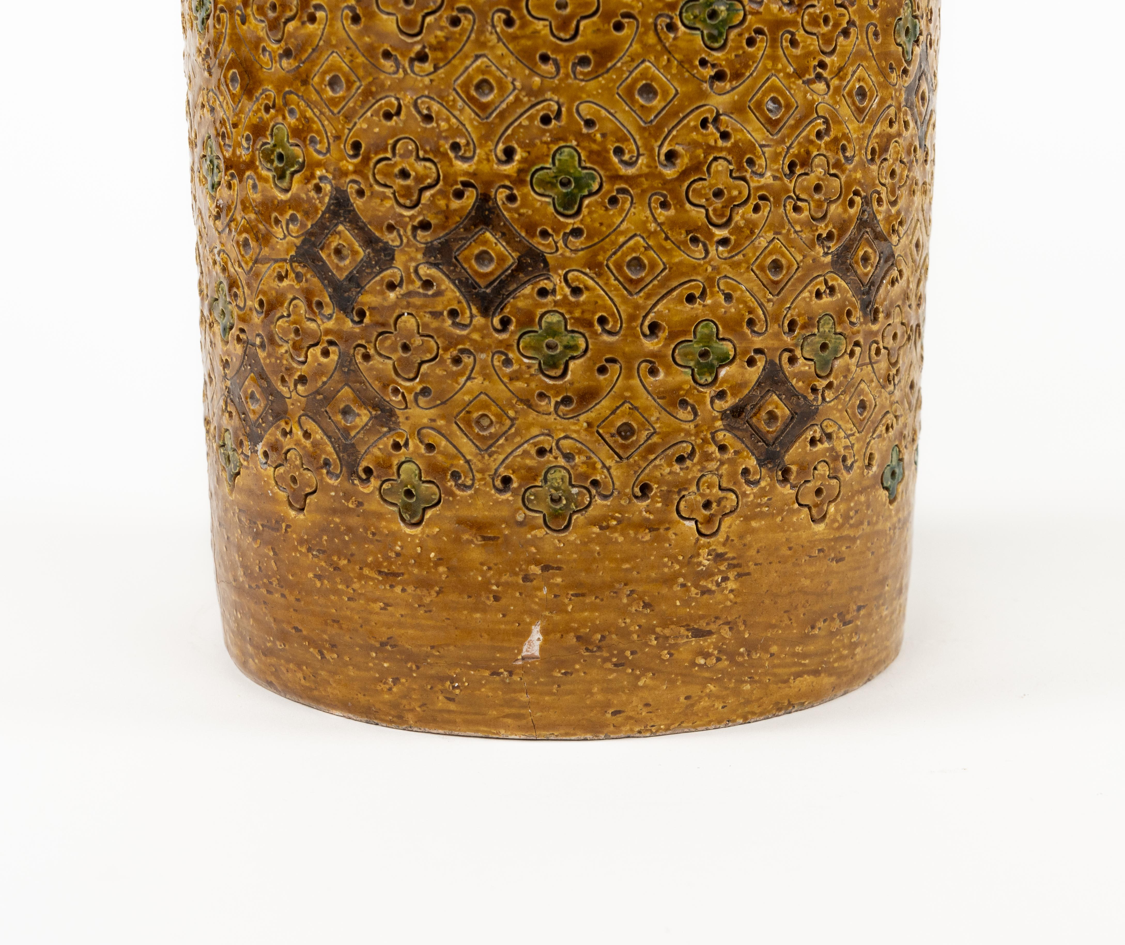 Midcentury Ceramic Glazed Cylinder Vase by Aldo Londi for Bitossi, Italy 1960s 9