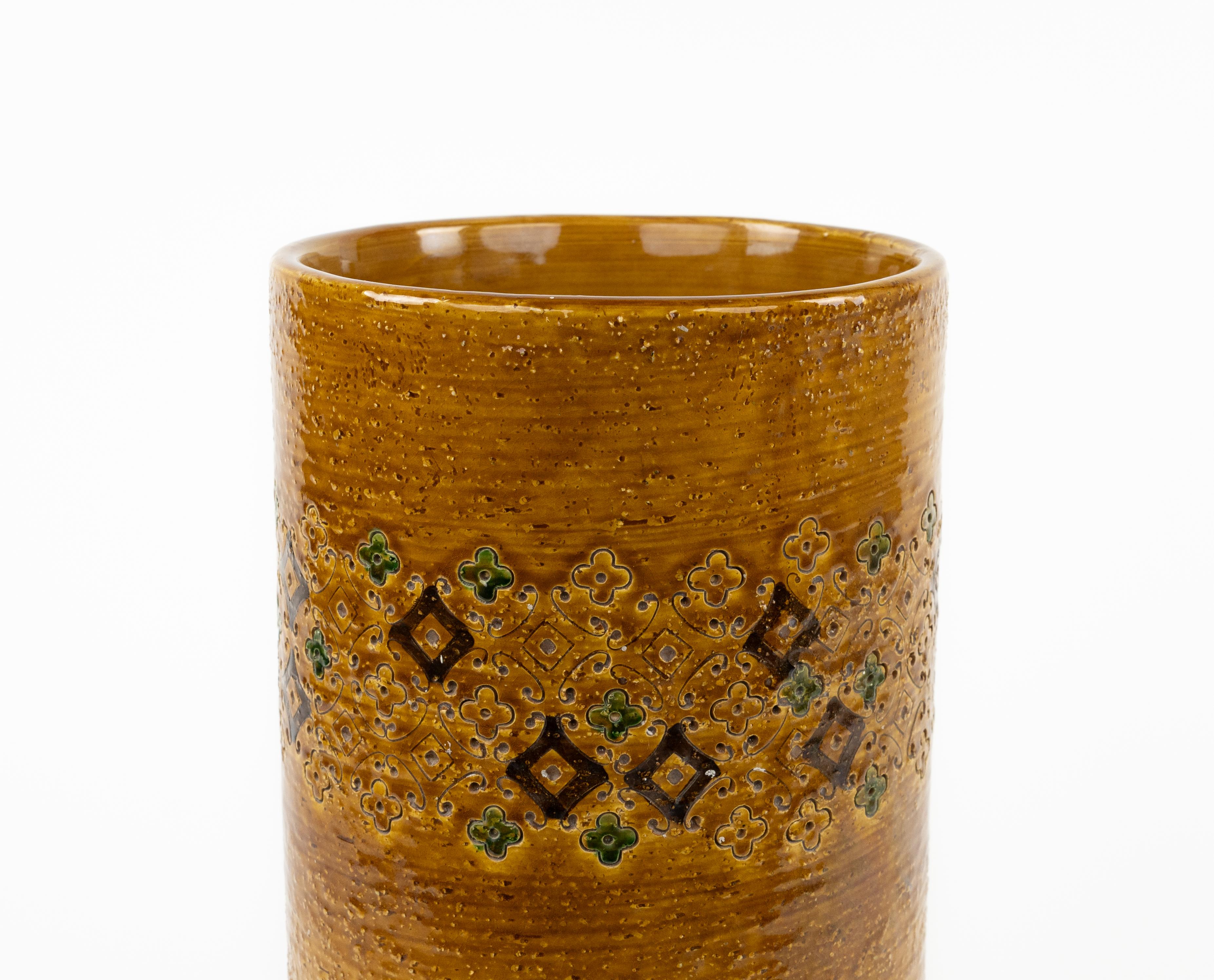 Mid-20th Century Midcentury Ceramic Glazed Cylinder Vase by Aldo Londi for Bitossi, Italy 1960s