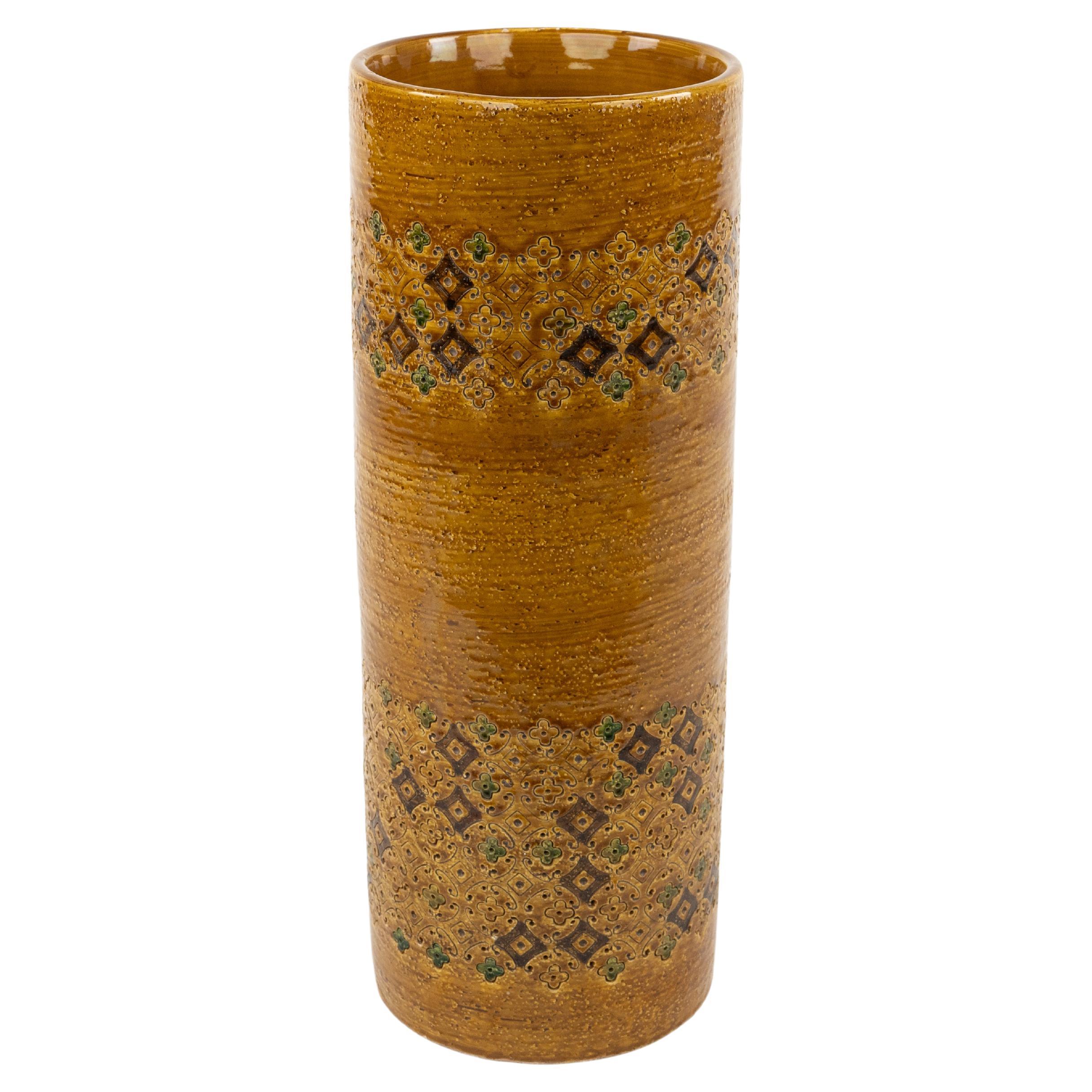 Midcentury Ceramic Glazed Cylinder Vase by Aldo Londi for Bitossi, Italy 1960s