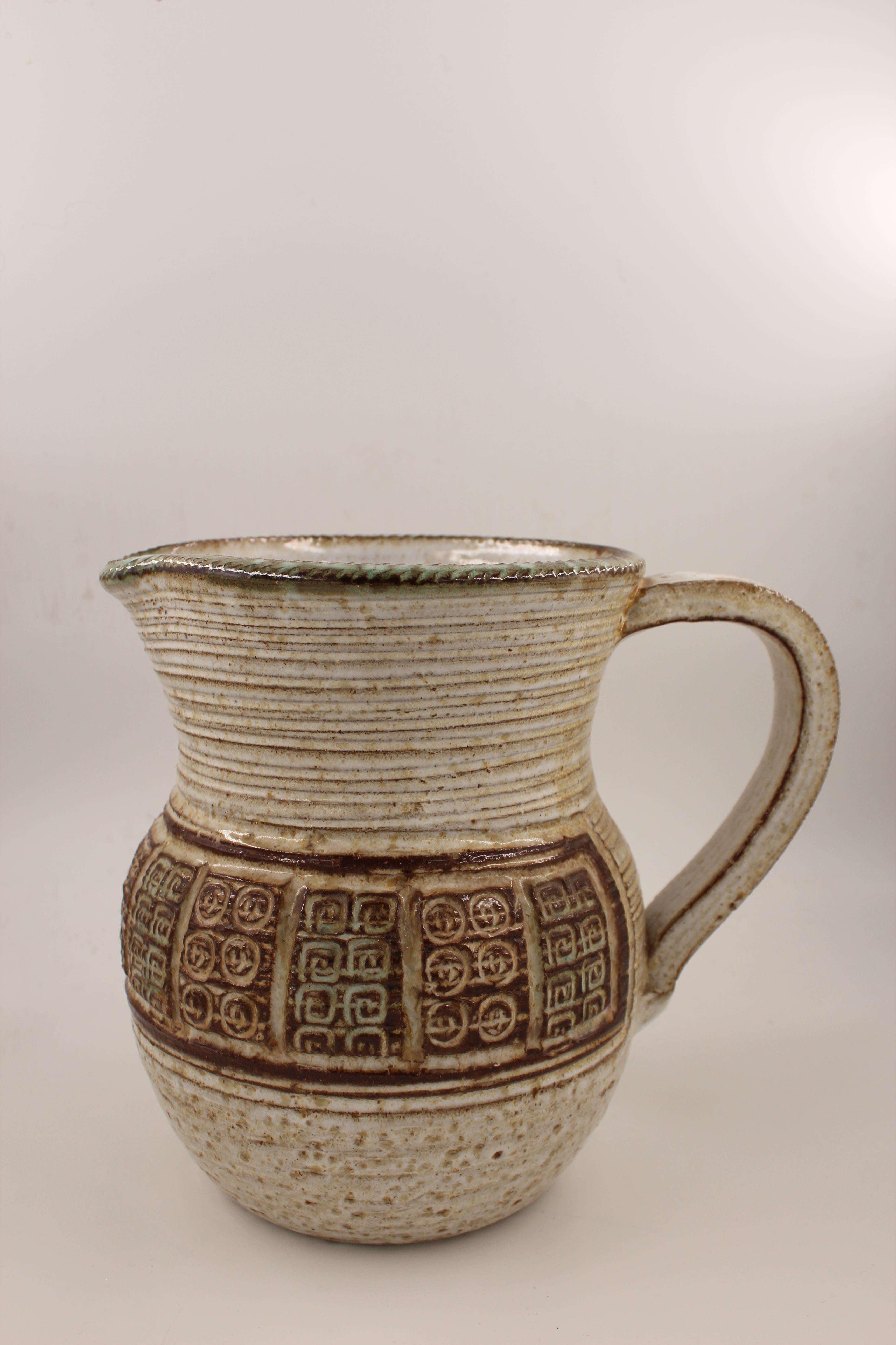 Midcentury Ceramic Glazed Pitcher 1960s by Marcel Giraud, Vallauris, France In Good Condition In Santa Gertrudis, Baleares