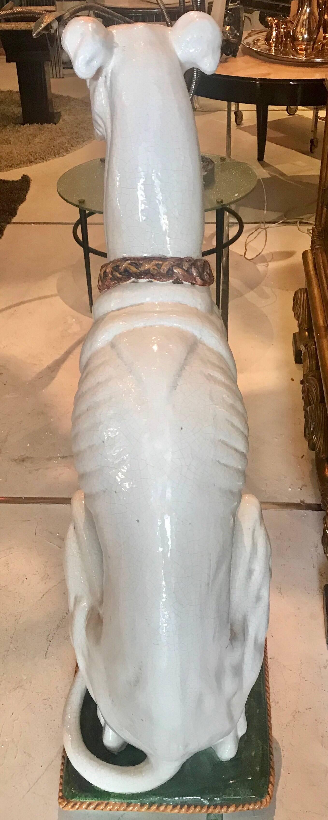 20th Century Midcentury Ceramic Lifesize Italian Greyhound Dog Sculpture