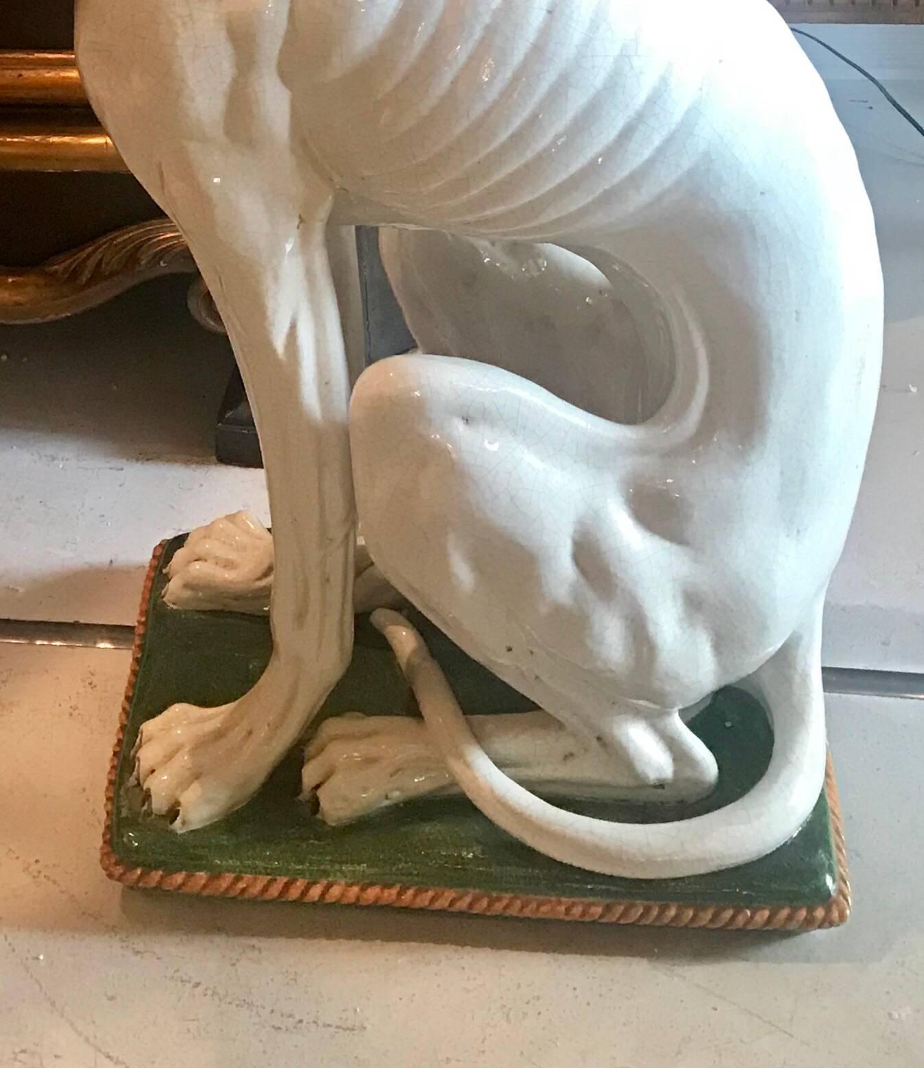 Midcentury Ceramic Lifesize Italian Greyhound Dog Sculpture 1