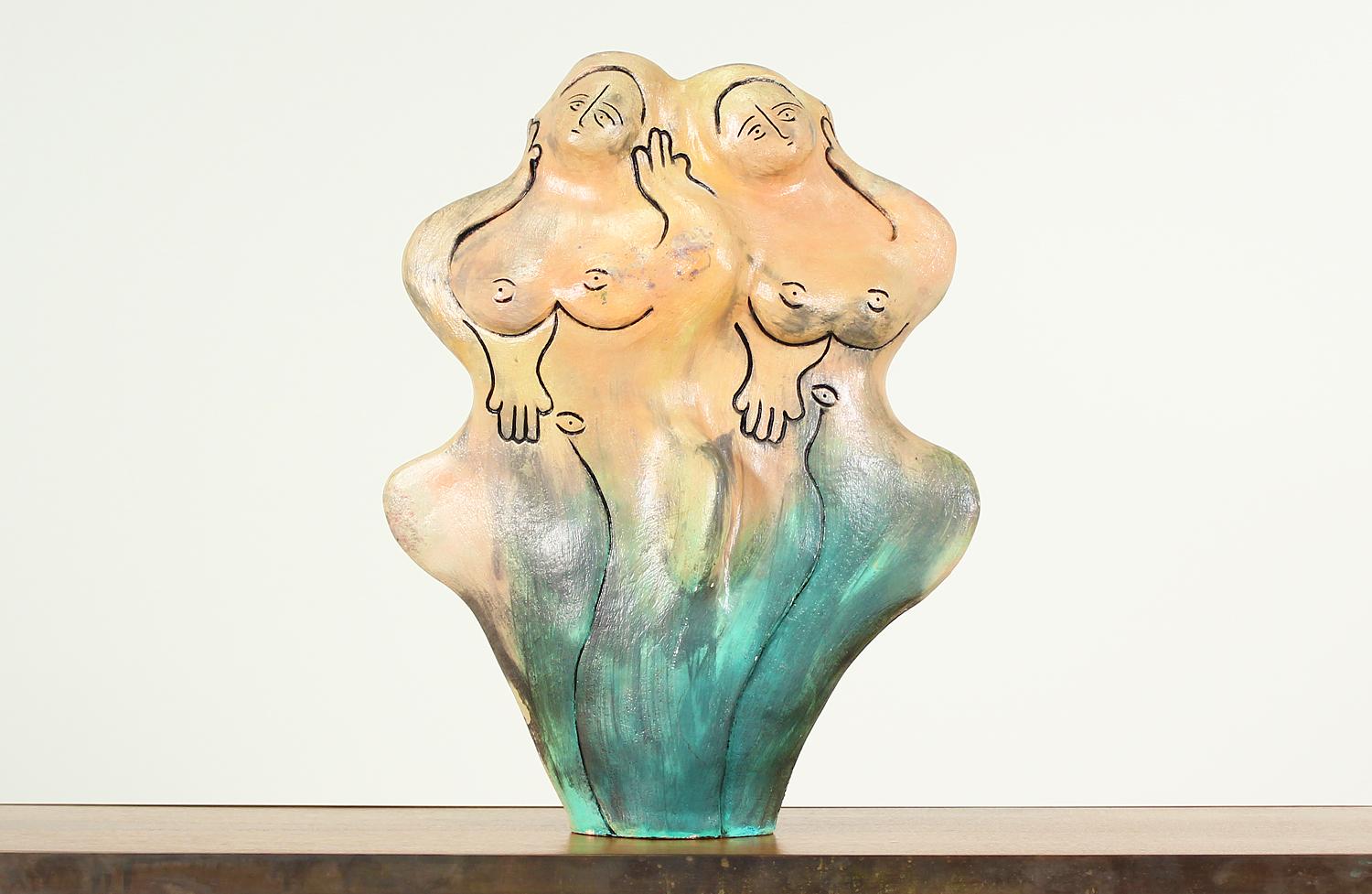 Mid-Century Ceramic Nude Women Sculpture In Excellent Condition For Sale In Los Angeles, CA