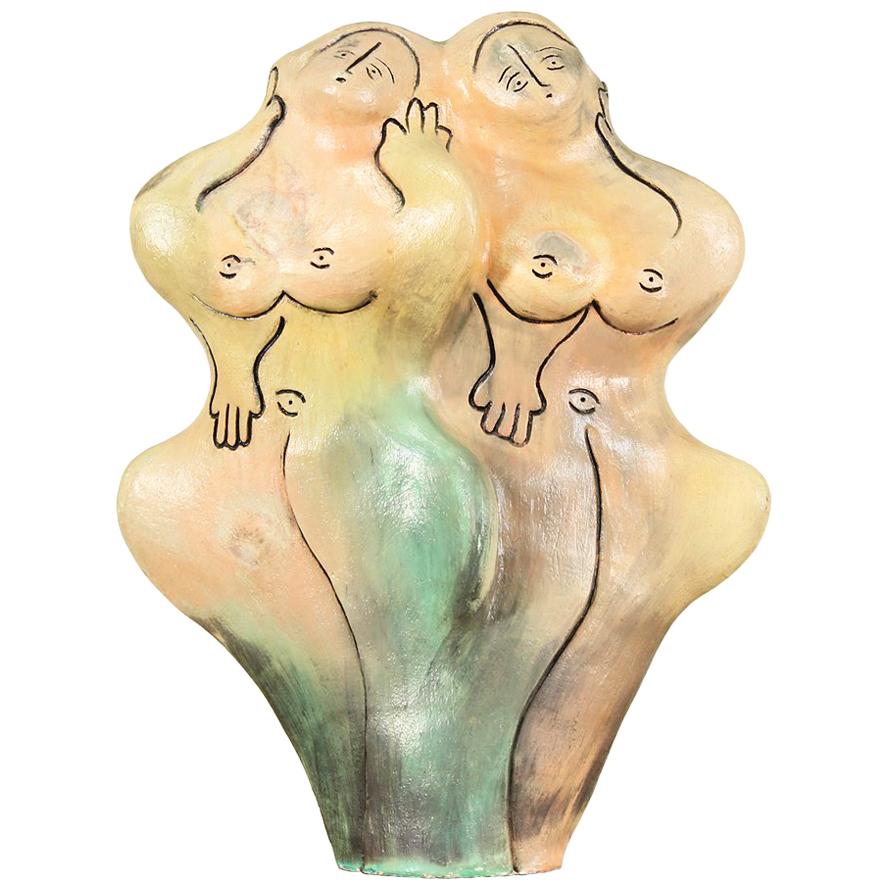 Mid-Century Ceramic Nude Women Sculpture For Sale