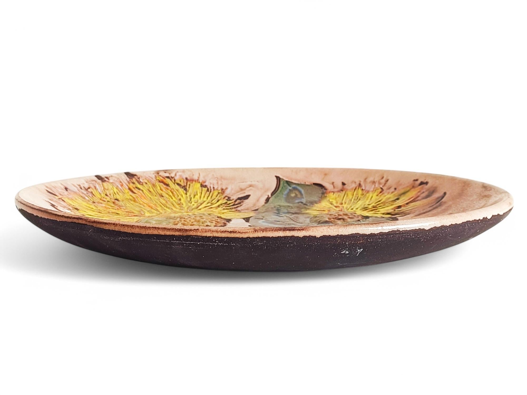 Plato de cerámica de Ruscha de mediados de siglo, decoración de flores estilo Van Gogh, Alemania años 50 Cerámico en venta