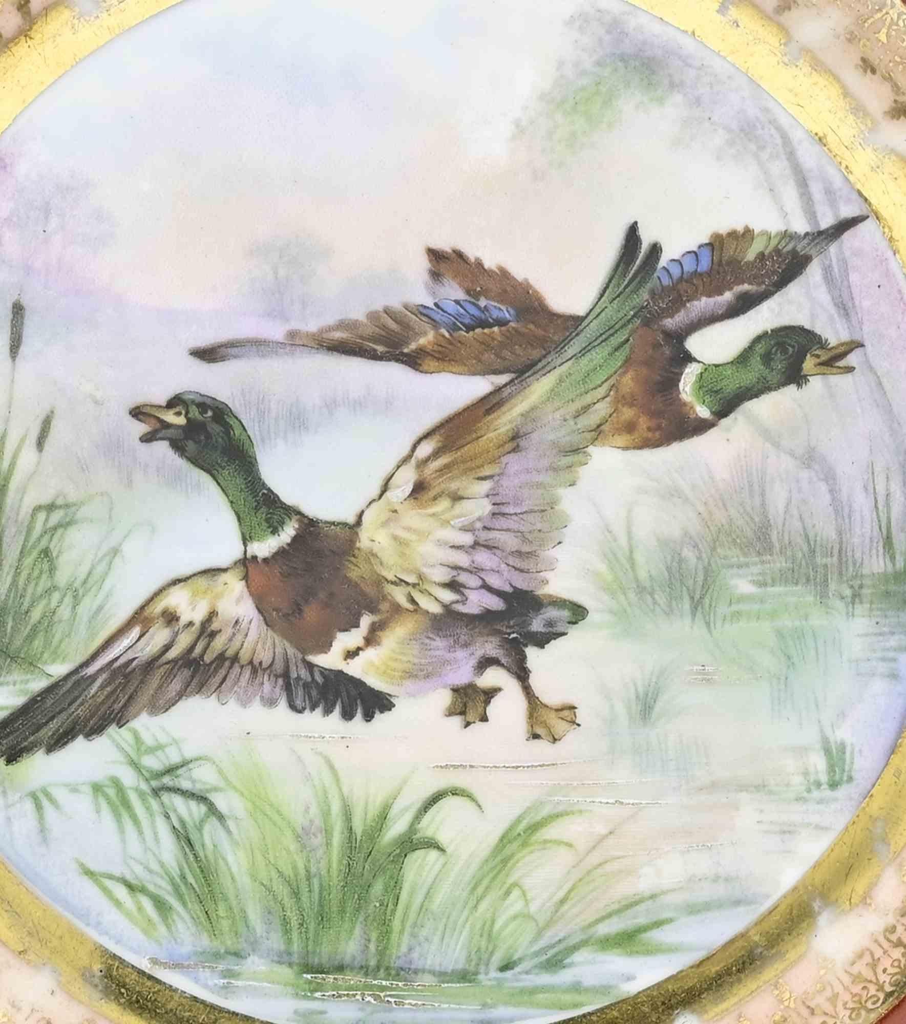 italien Assiette en céramique du milieu du siècle avec oiseau par Richard Ginori, années 1950 en vente