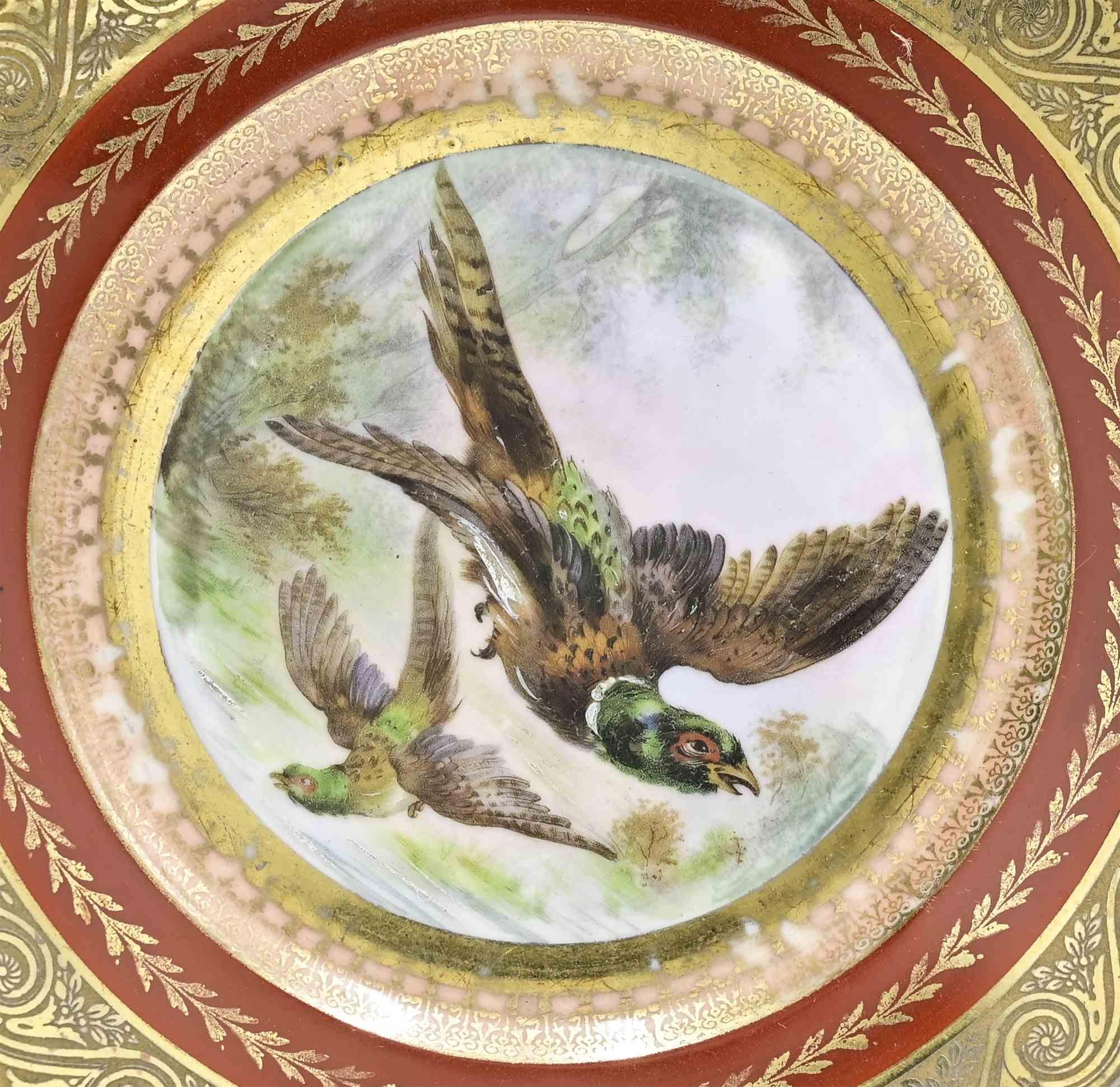 italien Assiette en céramique du milieu du siècle avec oiseau par Richard Ginori, années 1950 en vente