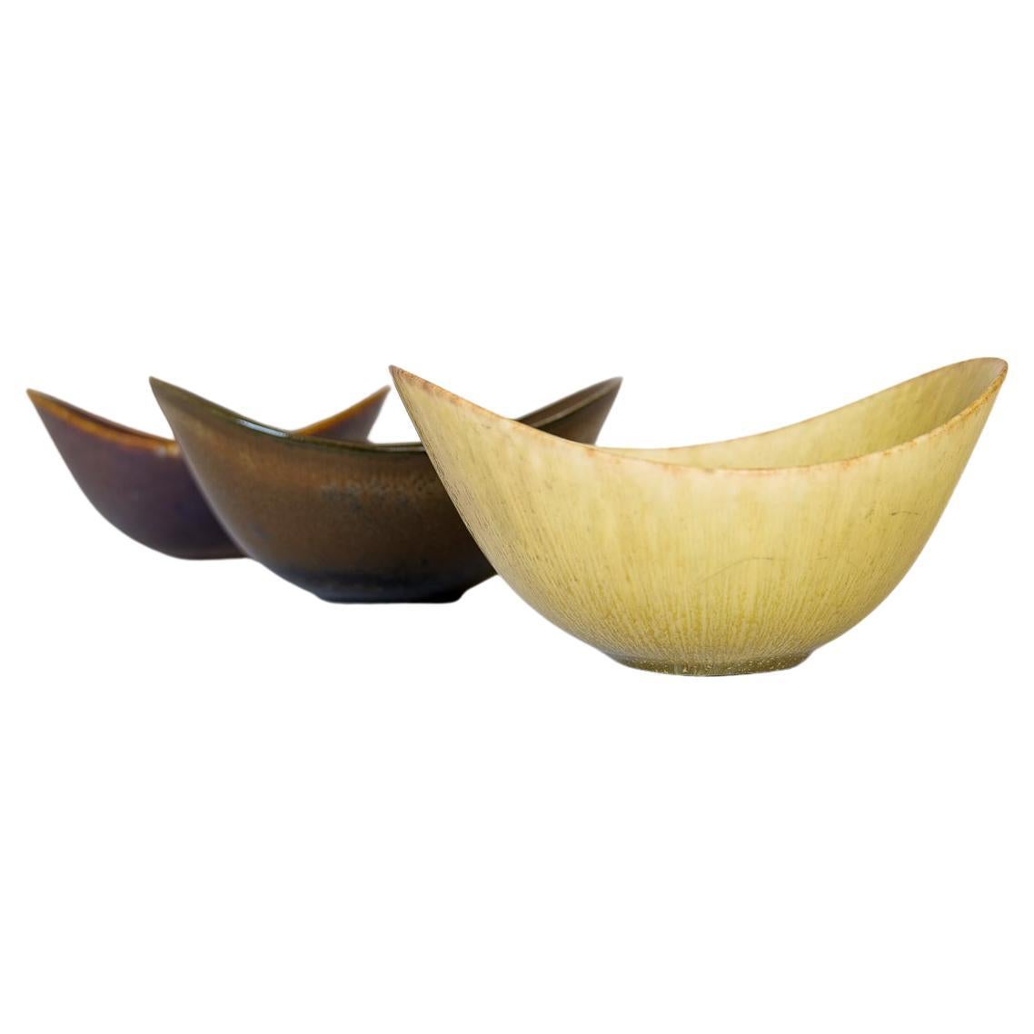 Midcentury Ceramic set of 3 Bowls Gunnar Nylund Rörstrand, Sweden