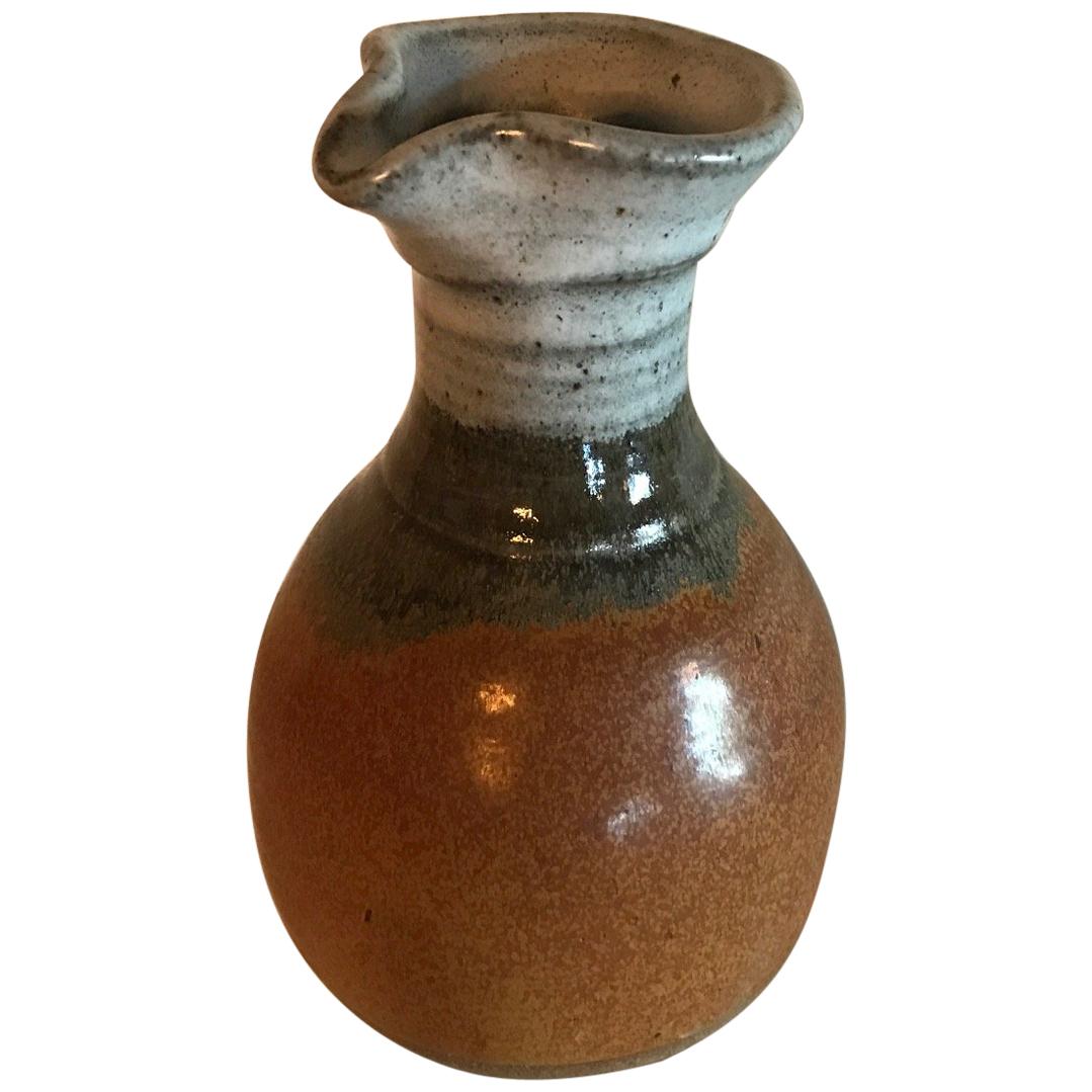 Midcentury Ceramic Studio Pottery Art Vintage Pitcher For Sale