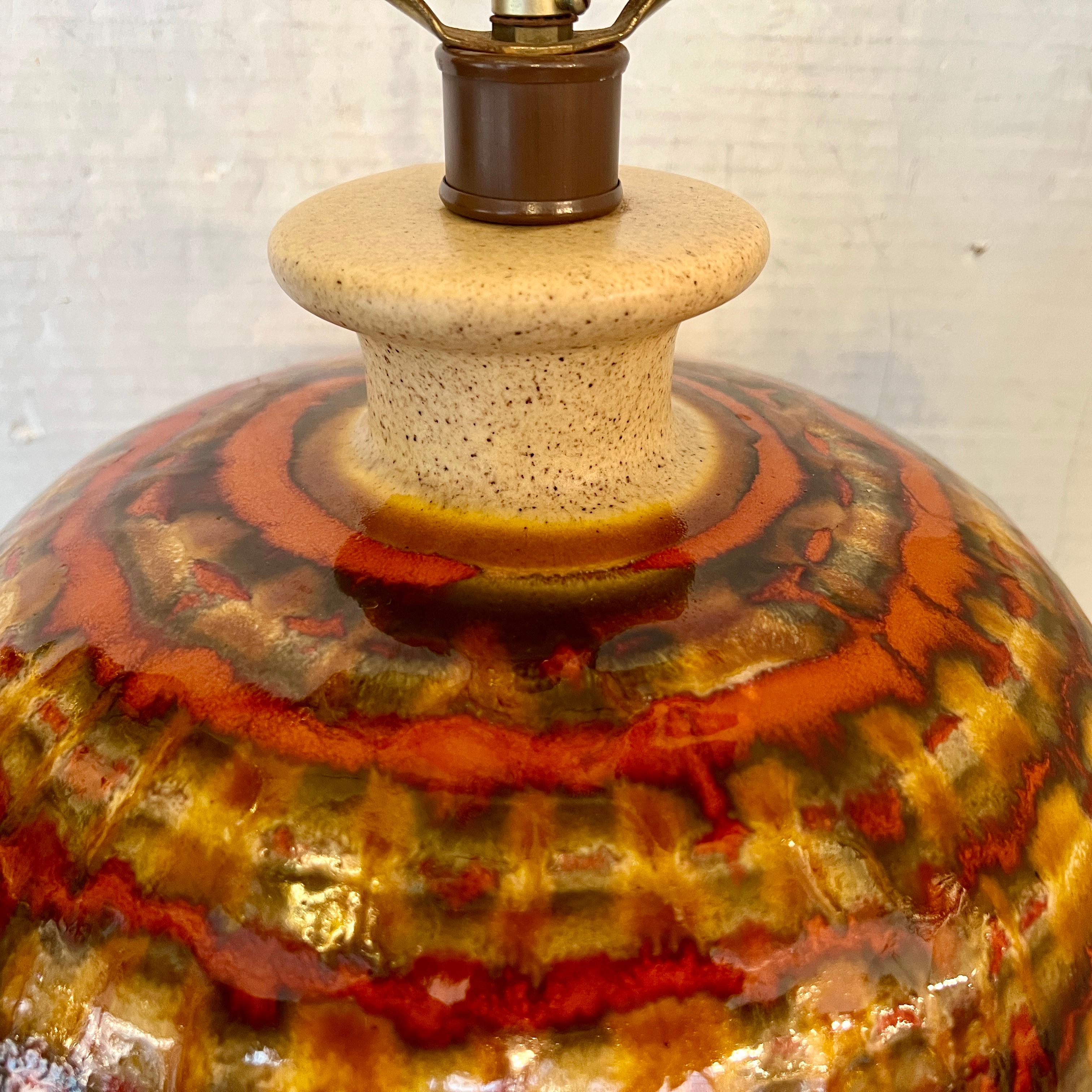 Glazed Midcentury Ceramic Table Lamp For Sale
