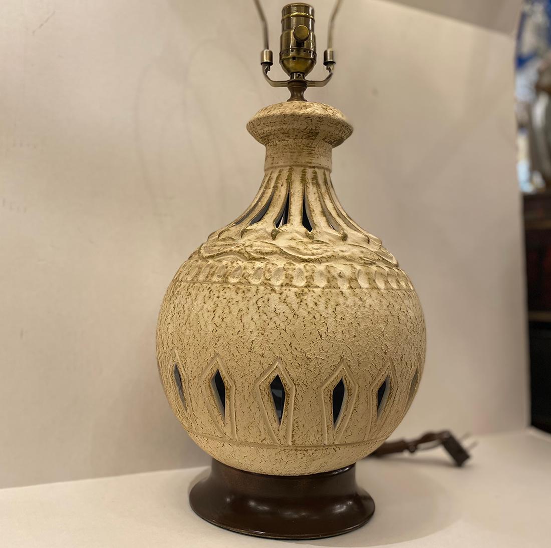 Porcelain Midcentury Ceramic Table Lamp For Sale