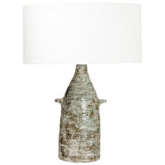 Midcentury Ceramic Table Lamp with Modern Form and Grey Color by JP Viot 1967
