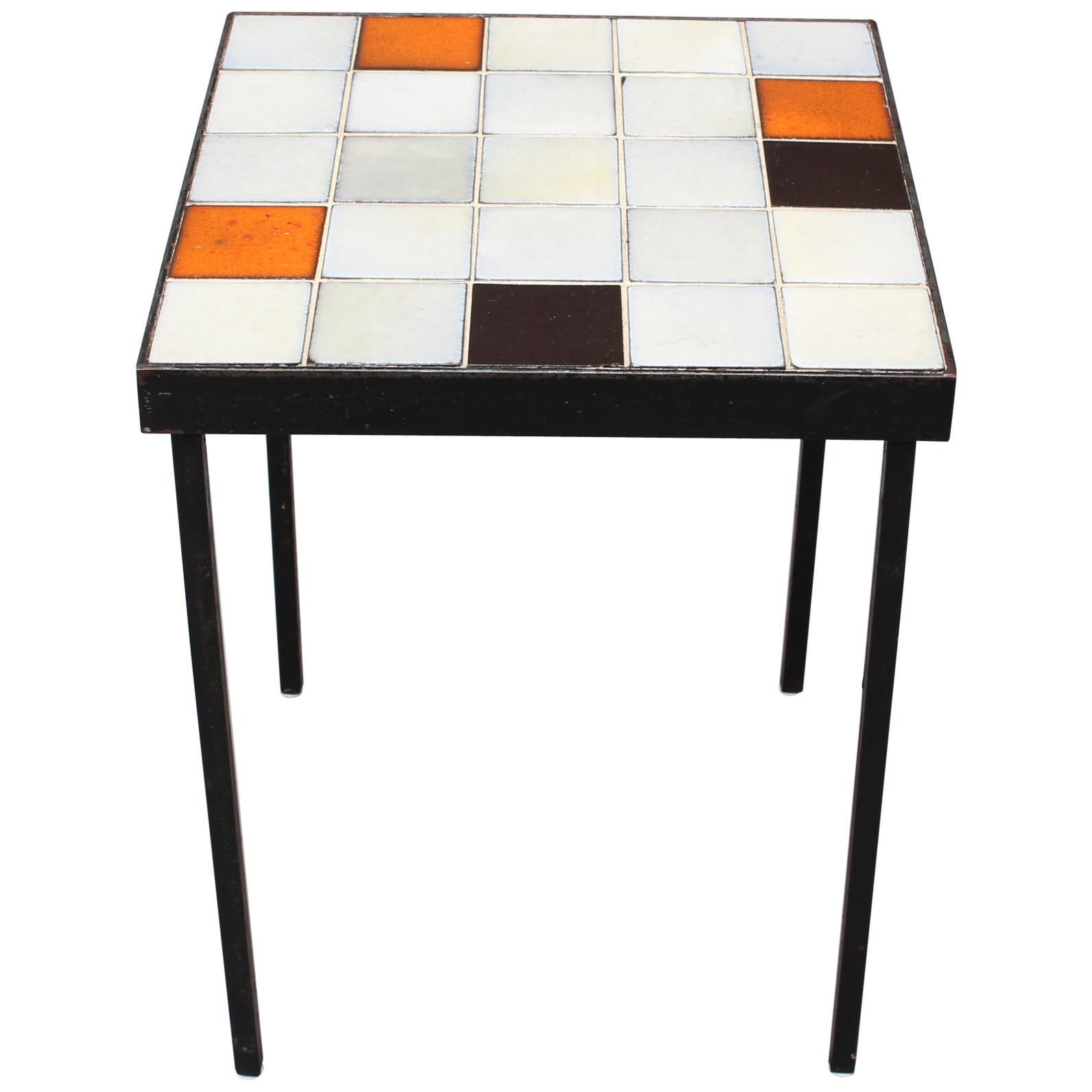 Midcentury Ceramic Tiled Side Table by Mado Jolain 'circa 1950s'