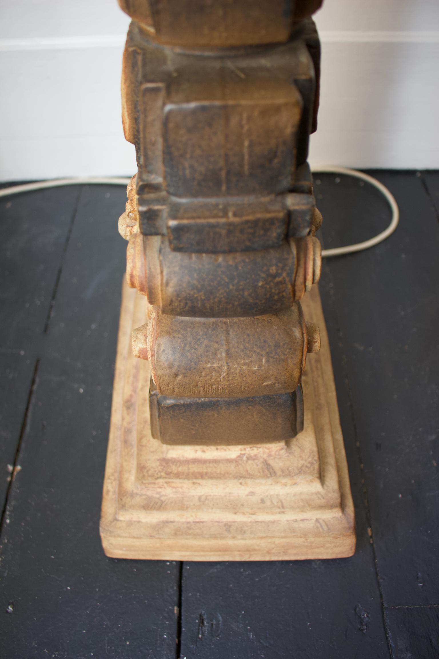 Midcentury Ceramic TOTEM Floor Lamp in Brown Tones by Bernard Rooke, England 2