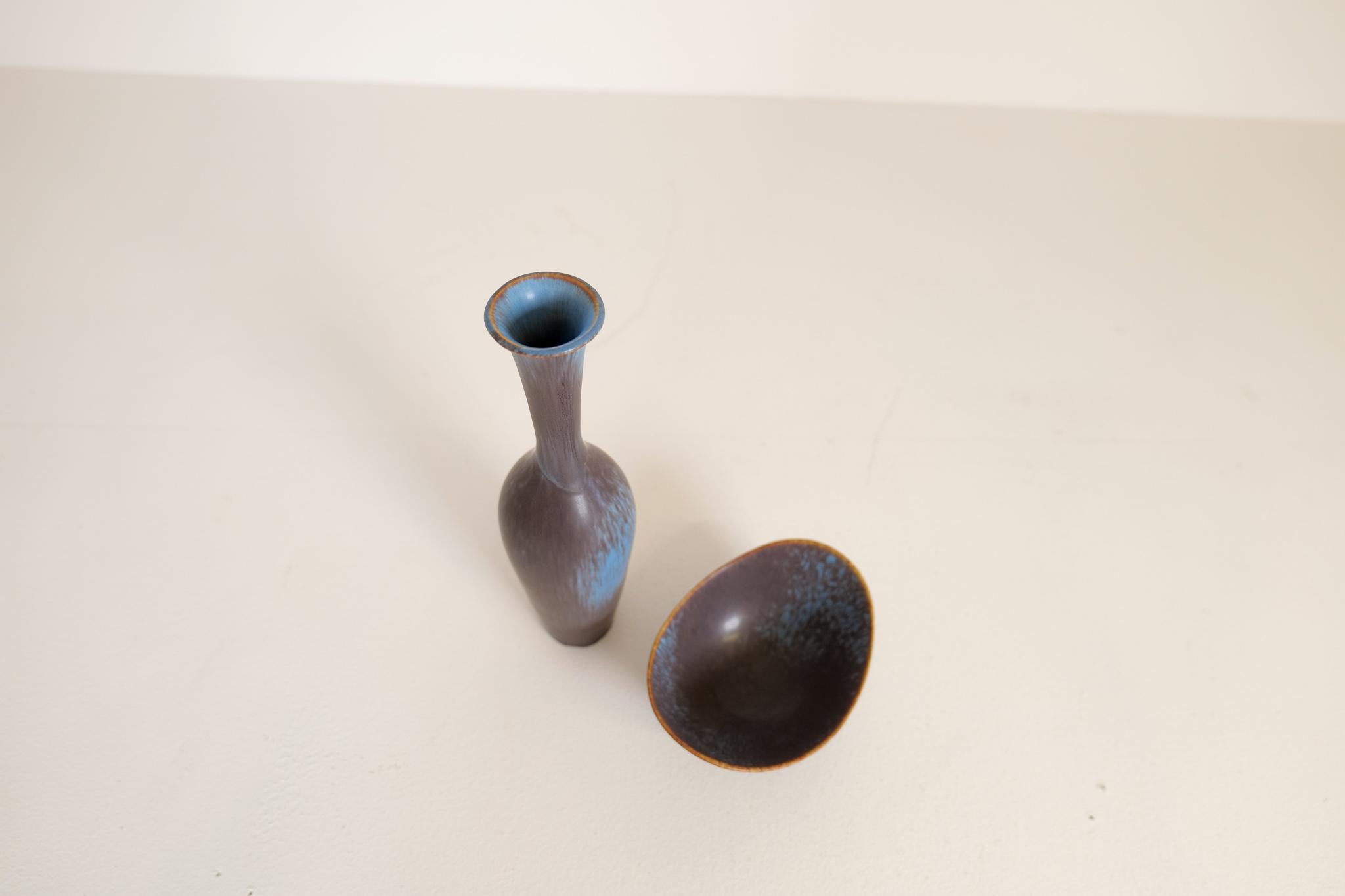 Céramique Vase et bol en céramique moderne du milieu du siècle Gunnar Nylund Rörstrand, Suède, années 1950 en vente