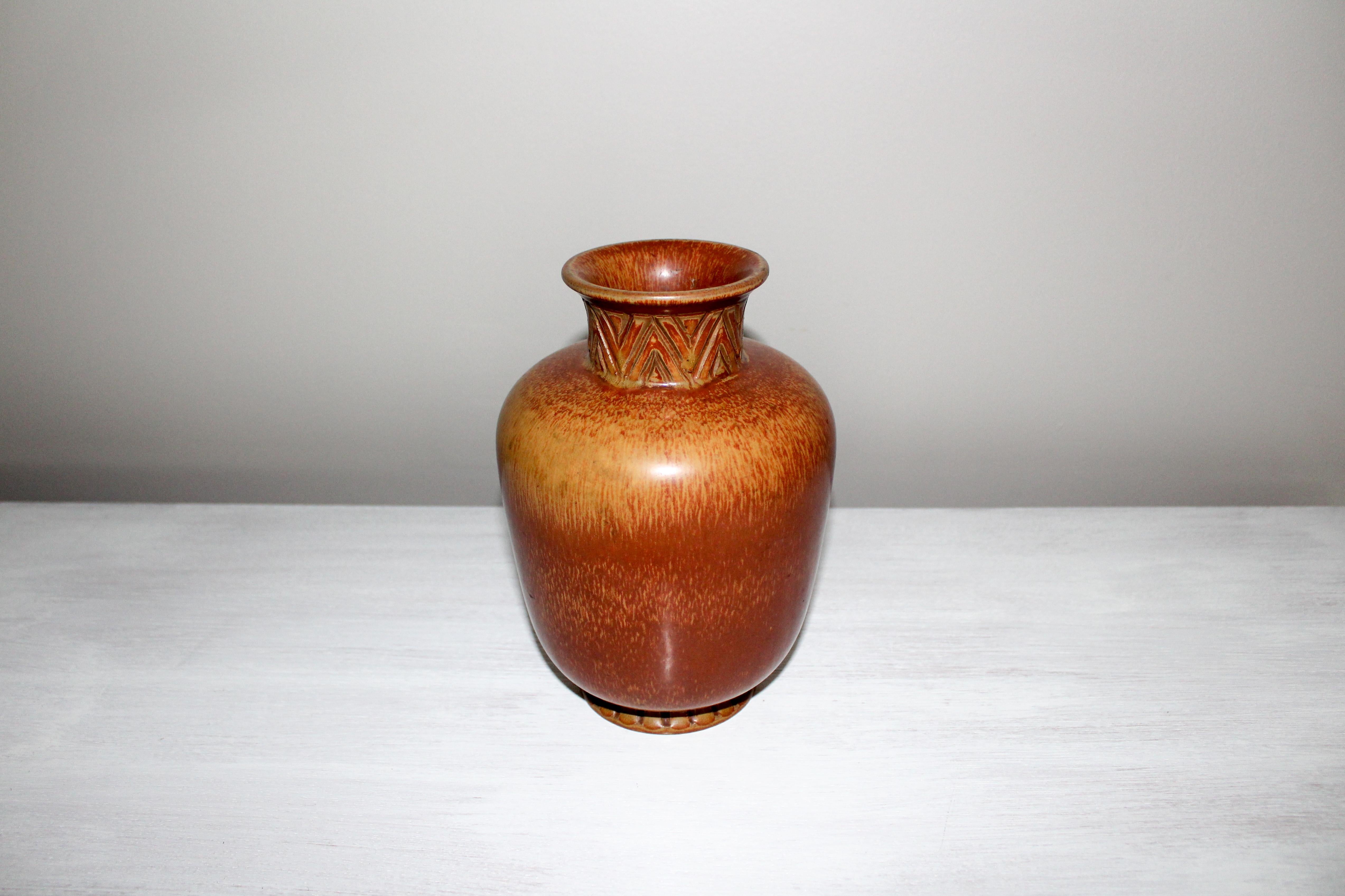 Midcentury Ceramic Vase by Gunnar Nylund for Rörstrand In Good Condition In Malmo, SE