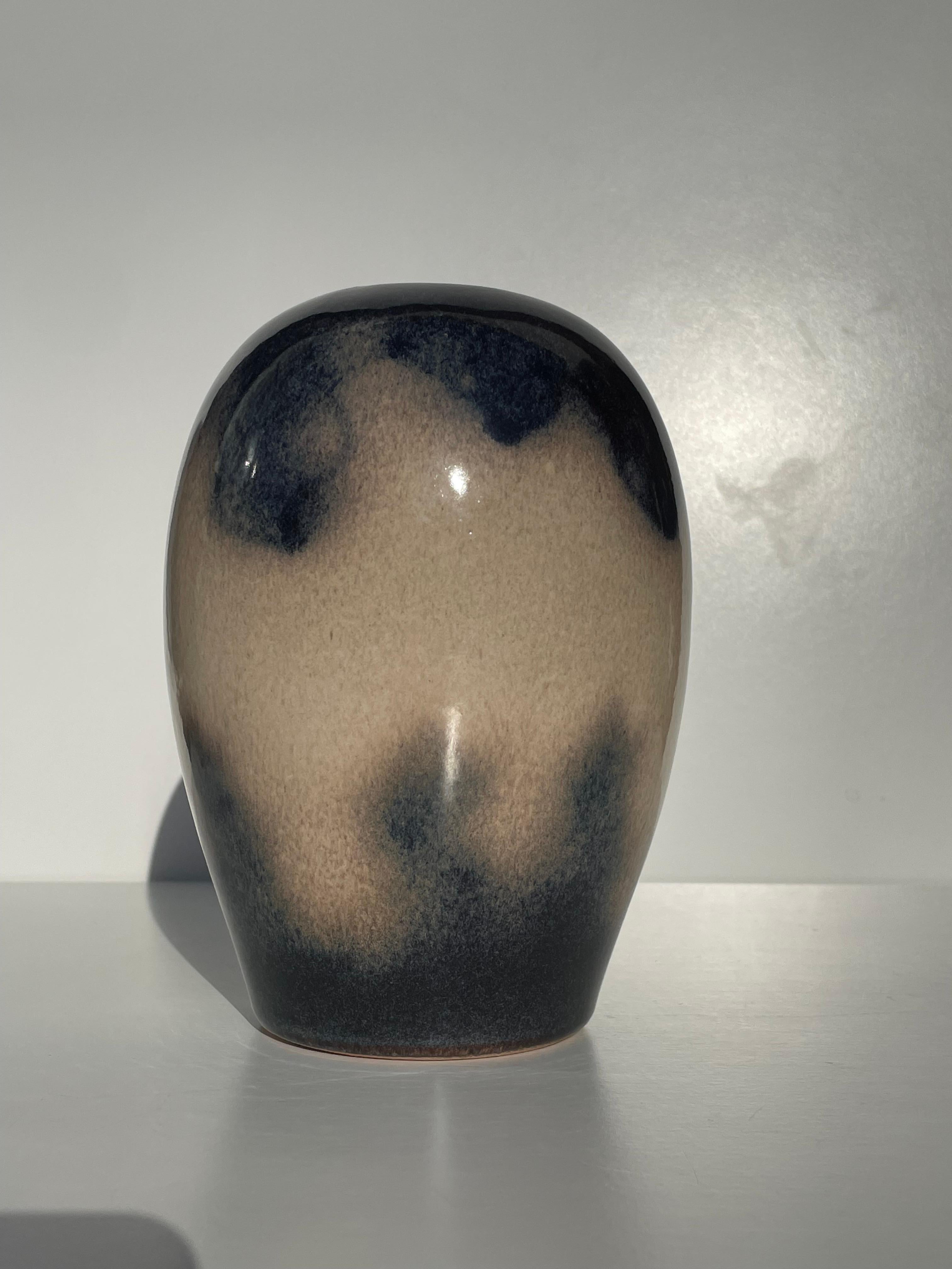 Midcentury Ceramic Vase with Cloudy Glazed Decor For Sale 3