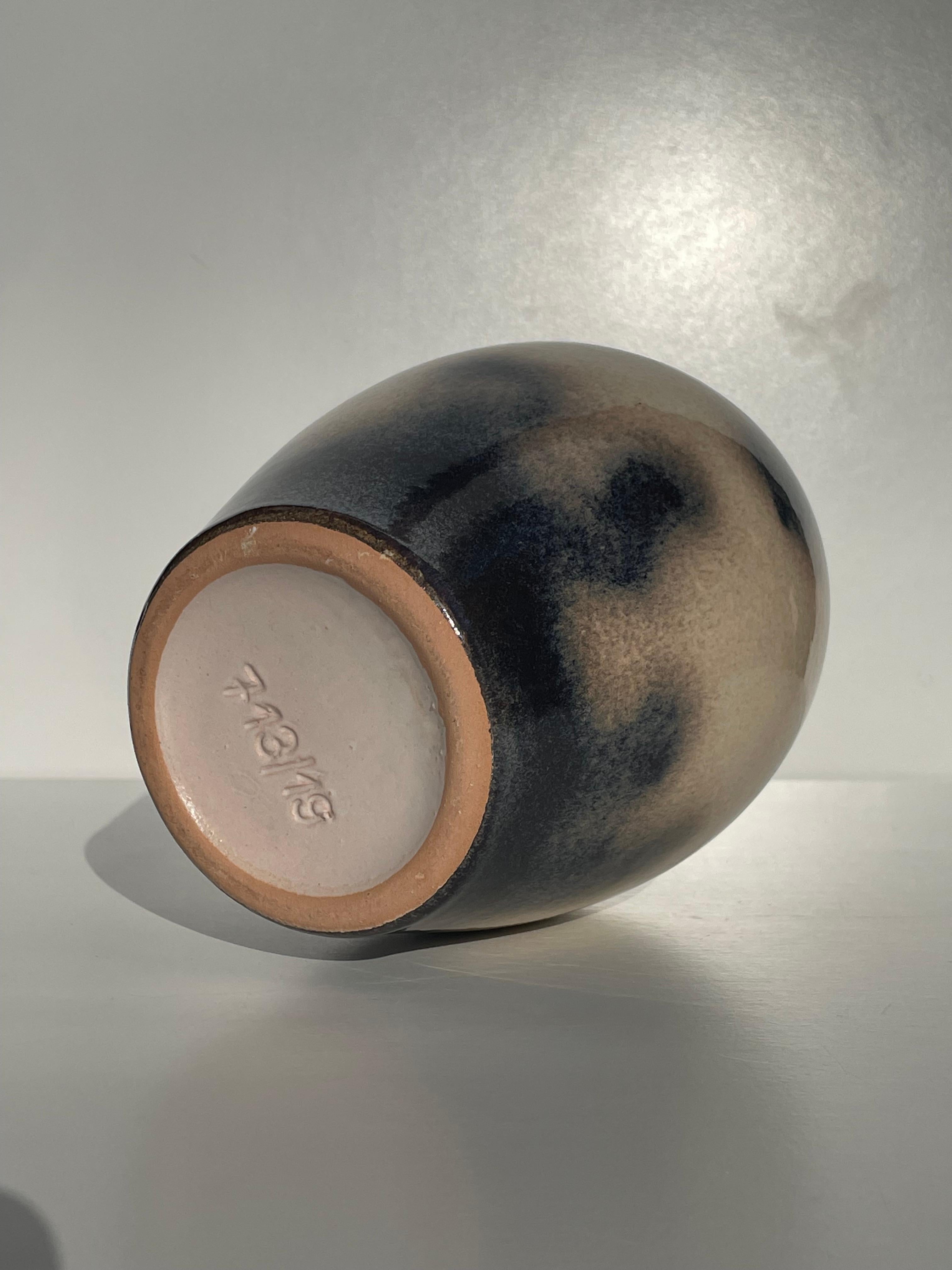 Midcentury Ceramic Vase with Cloudy Glazed Decor For Sale 4
