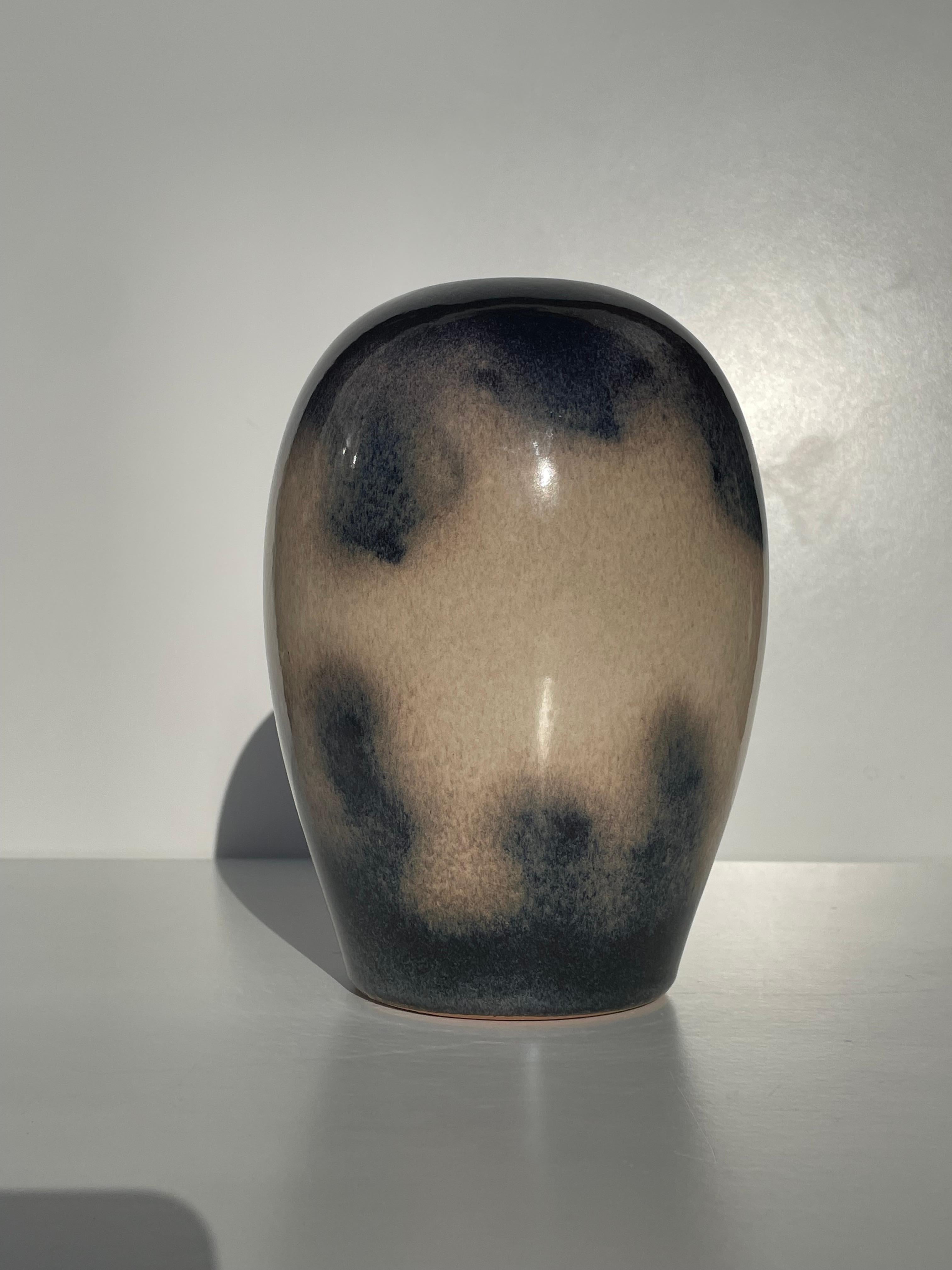 Mid-Century Modern Midcentury Ceramic Vase with Cloudy Glazed Decor For Sale