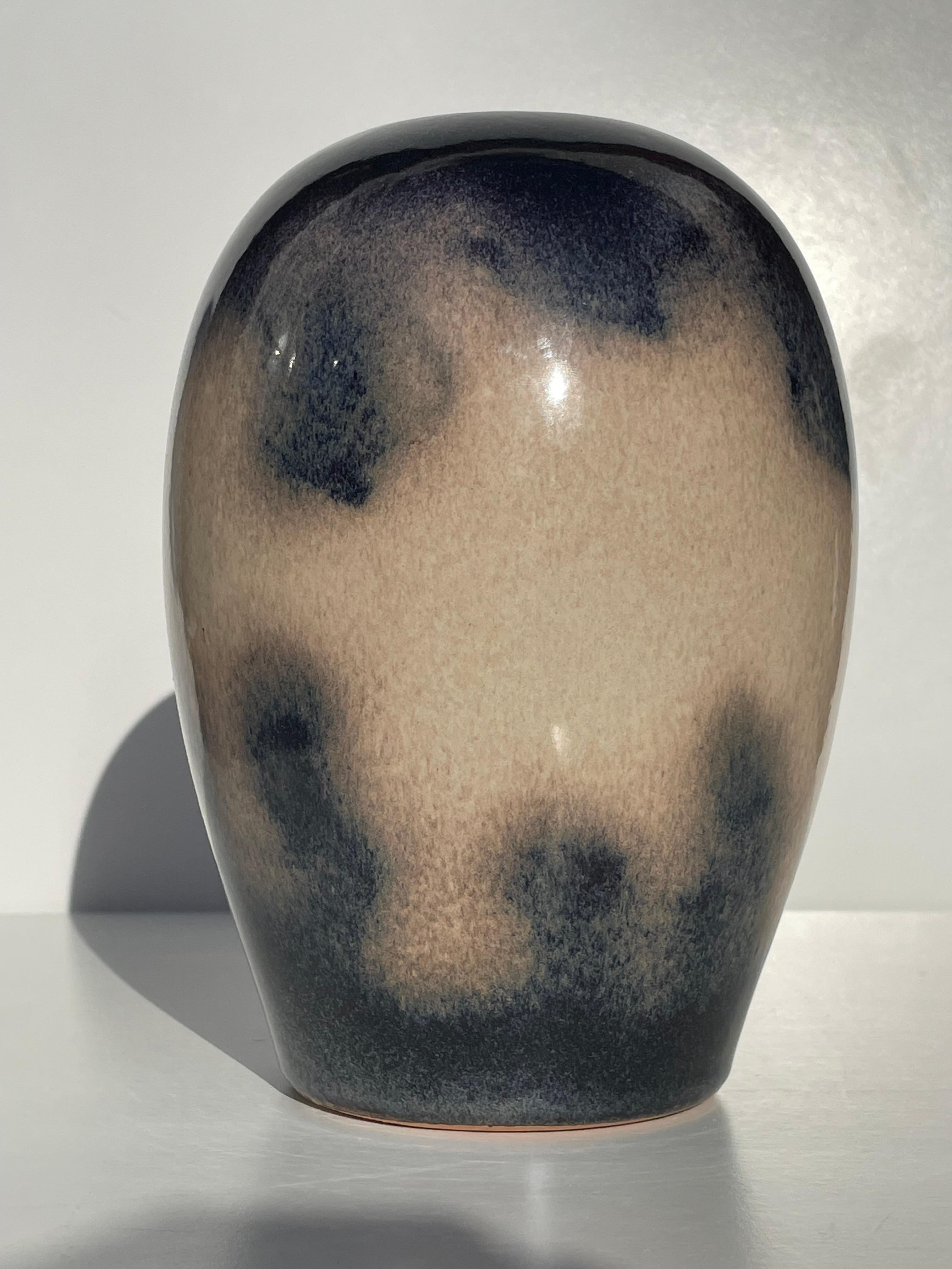 European Midcentury Ceramic Vase with Cloudy Glazed Decor For Sale